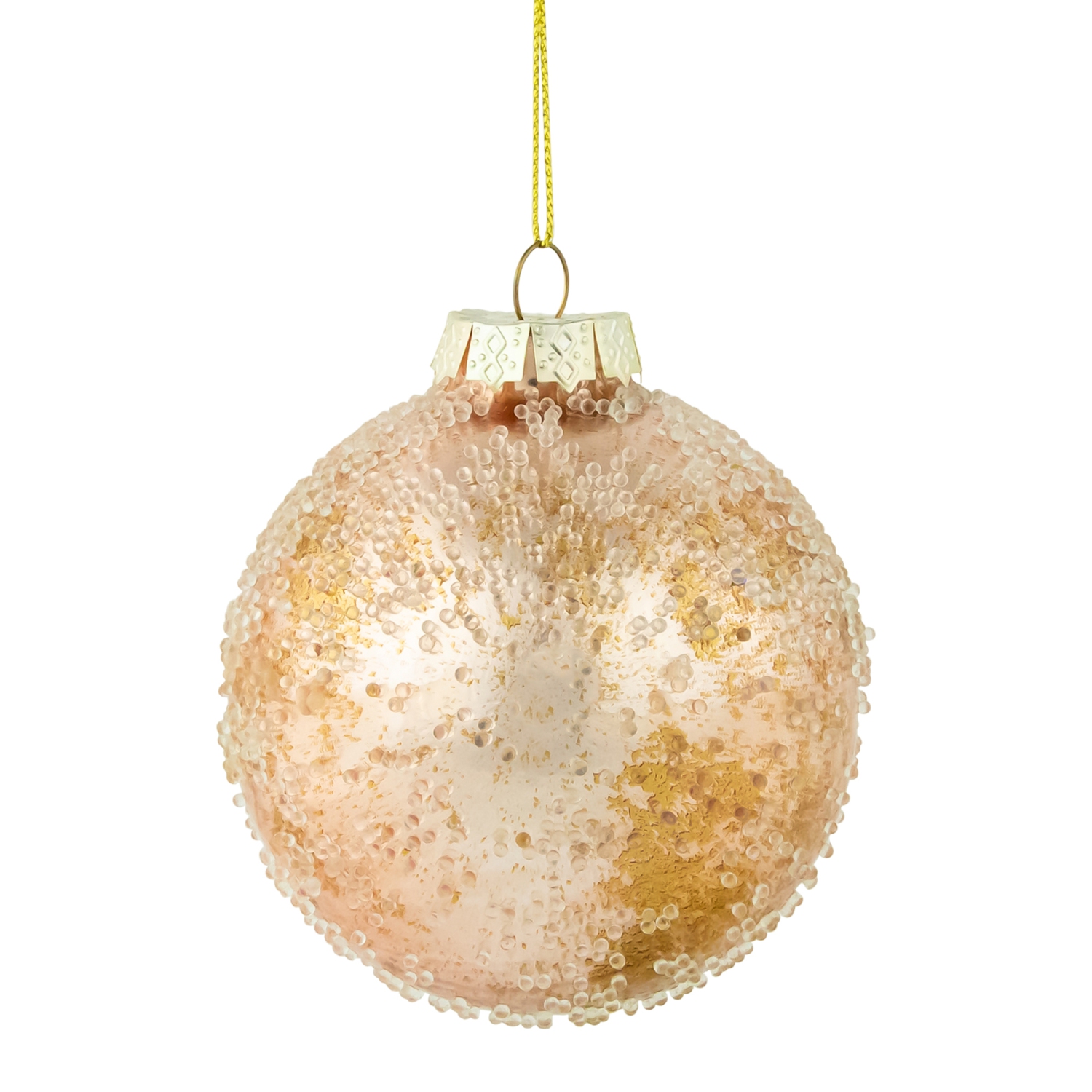 Frosted Fused Glass Christmas Ball Ornament - 3.25" - Rose Gold