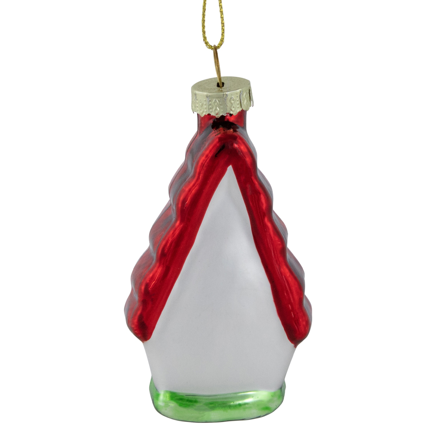 Décoration de Noël en verre cardinal, cabane à oiseaux, 3,25&nbsp;po, rouge et blanc