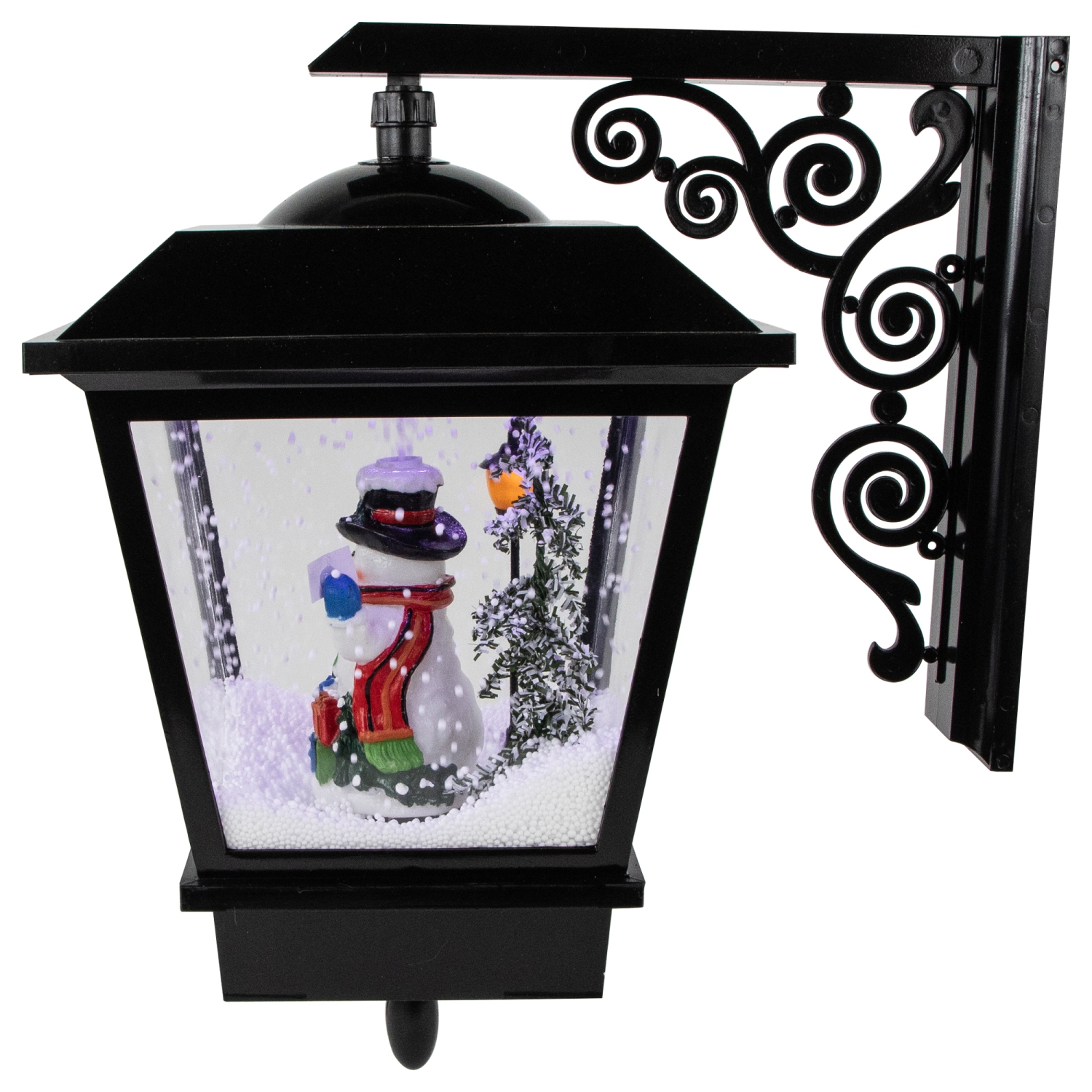 17.75" Lighted and Musical Wall Mounted Snowing Christmas Street Lamp