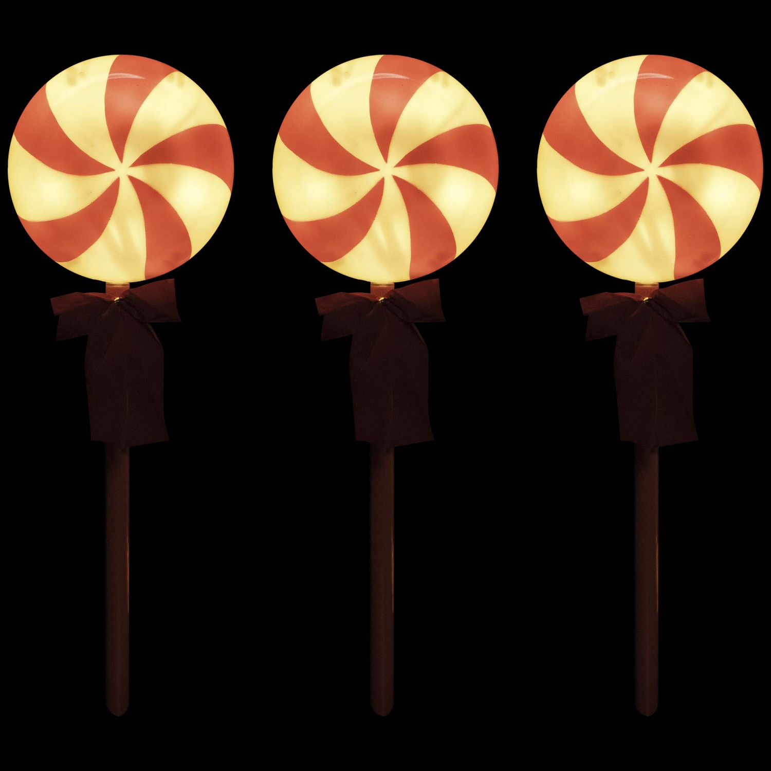 Lighted Peppermint Candy Christmas Outdoor Pathway Markers -16" - Set of 3