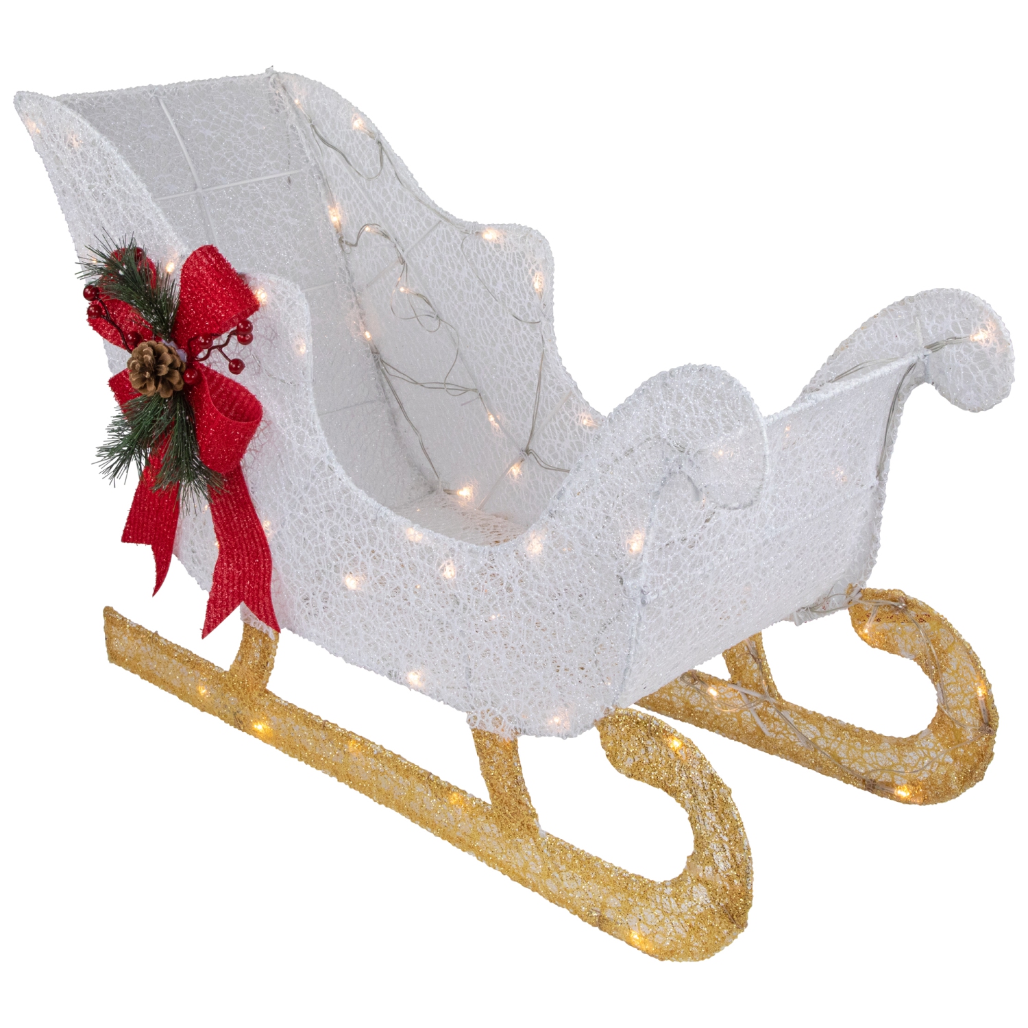 30.25" LED Lighted Glittery White Sleigh Outdoor Christmas Decoration