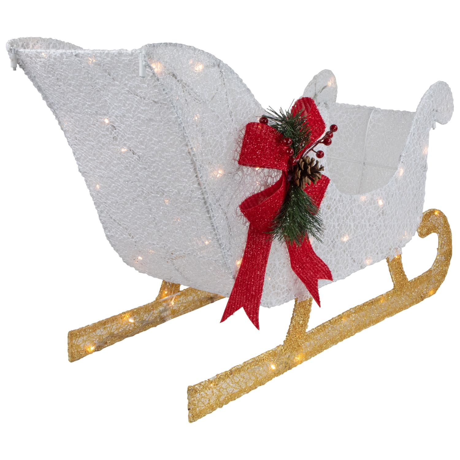 30.25" LED Lighted Glittery White Sleigh Outdoor Christmas Decoration