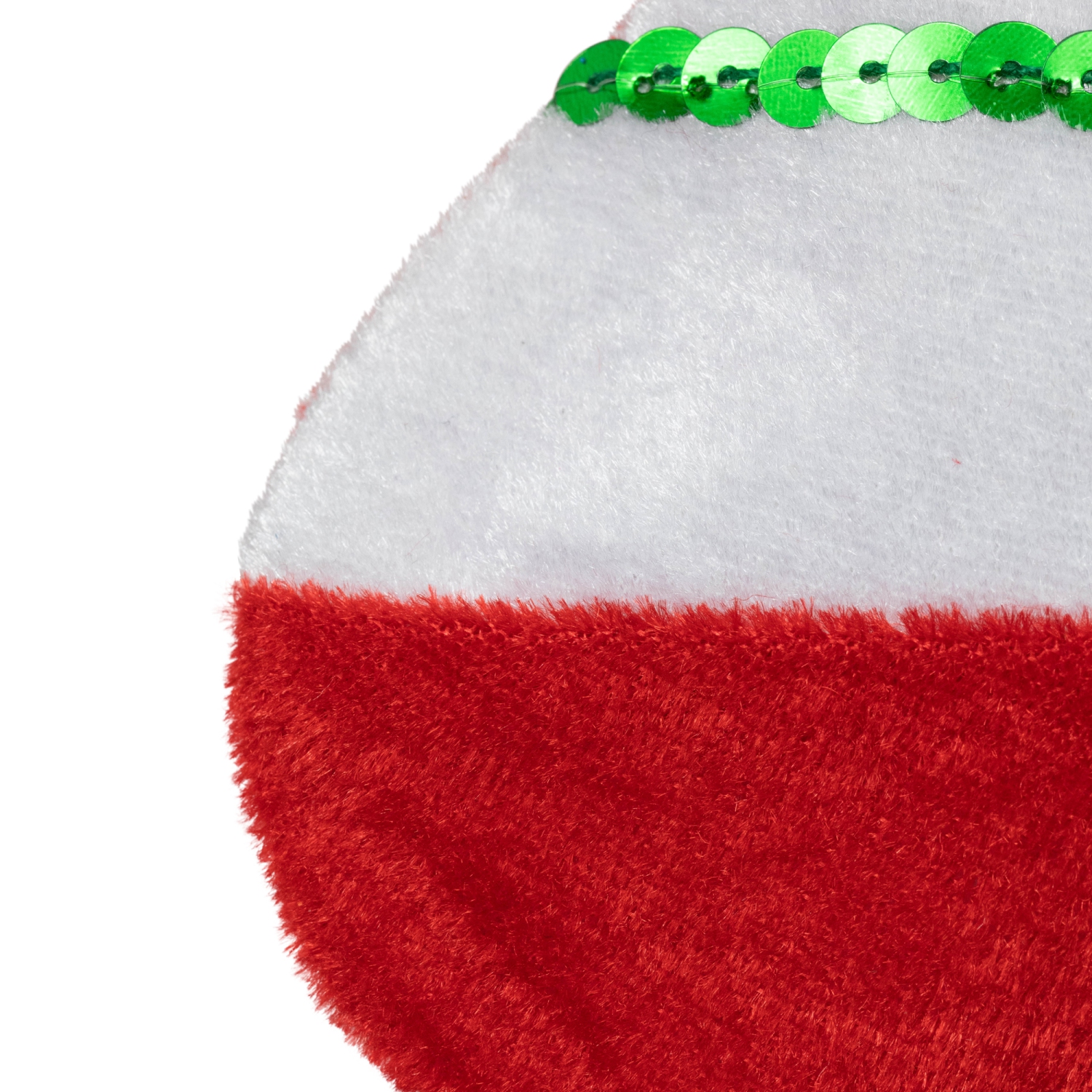 18" Green and Red Velvet Sequin Stripe Stocking