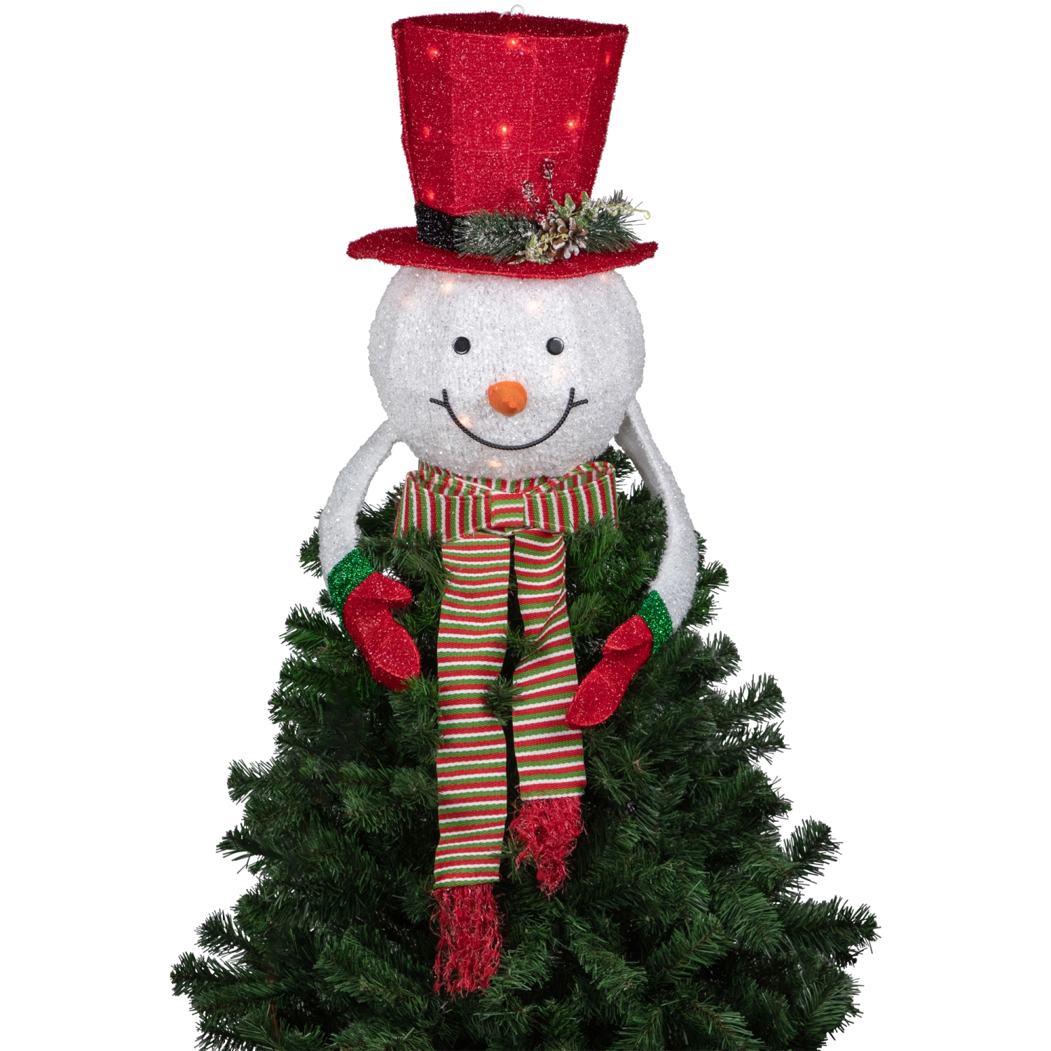 21.5" Lighted Snowman with Red Top Hat Christmas Tree Topper