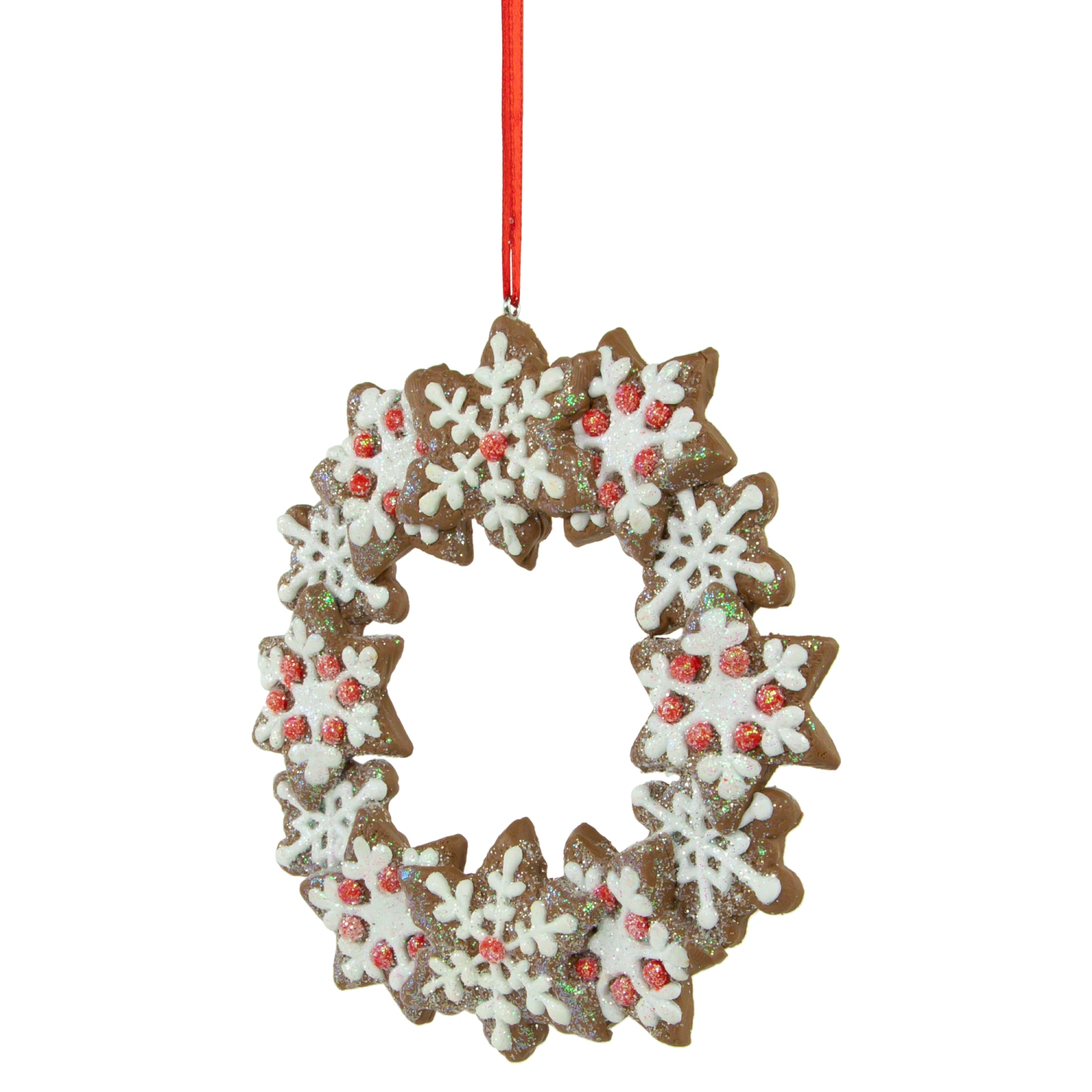 4.5" Gingerbread Snowflake Wreath Christmas Ornament