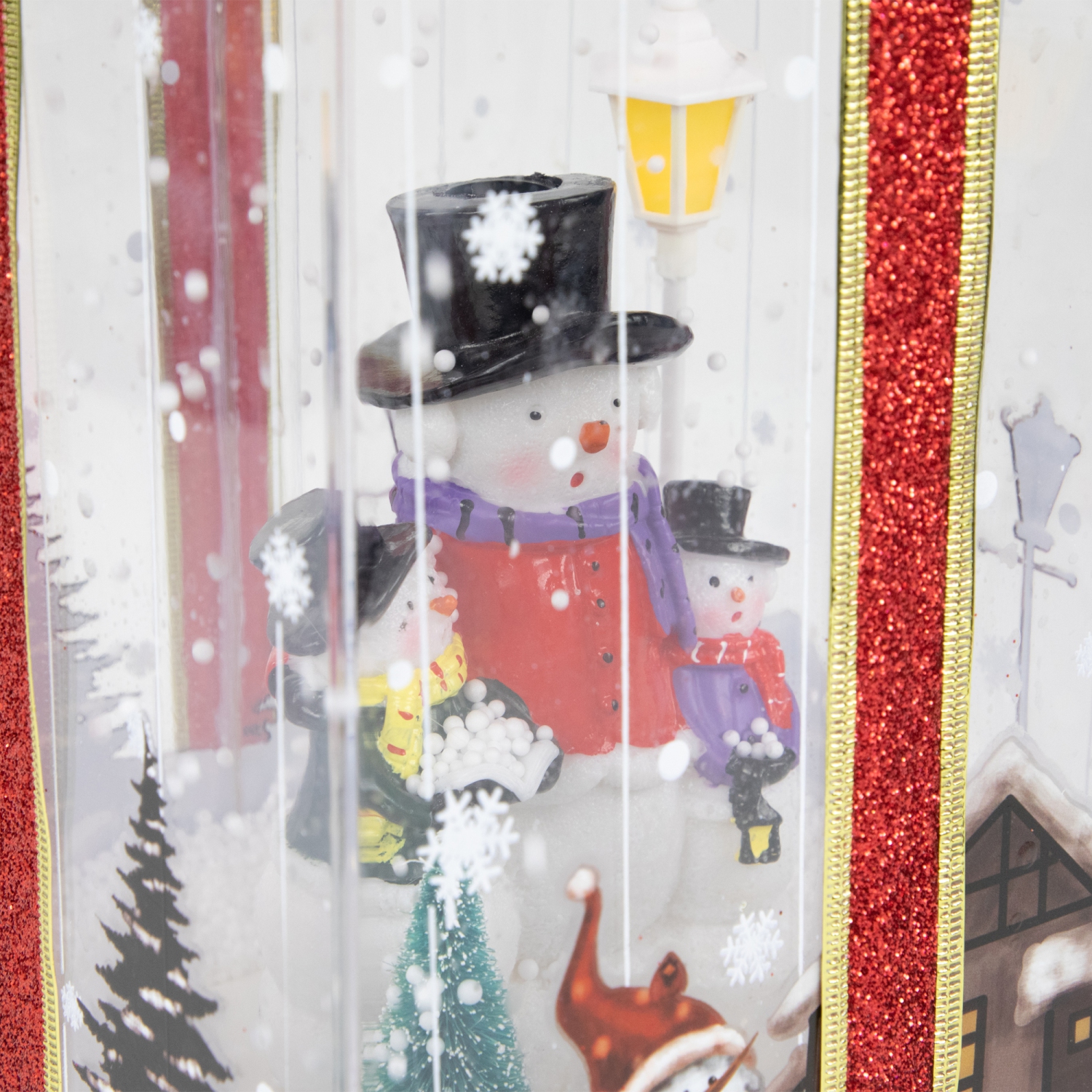 Boîte-cadeau lumineuse et musicale bonhomme de neige familial décoration de Noël - 12 po
