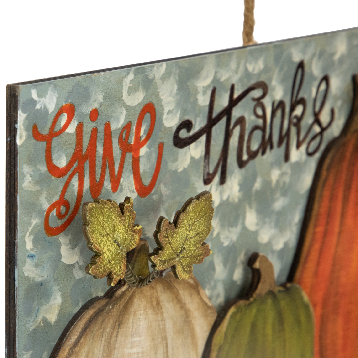 16.5" "Give Thanks" Fall Harvest Pumpkin Wall Sign