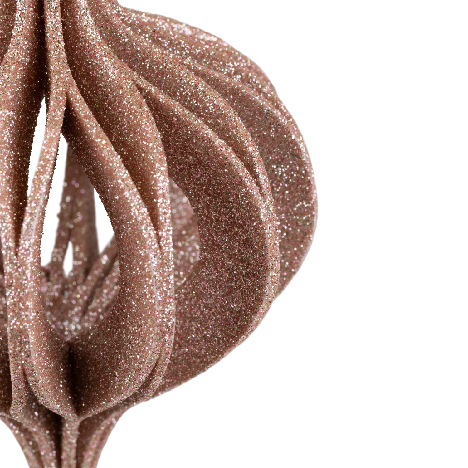 Champagne Pink Open Cut Glitter Onion Shatterproof Christmas Ornament 5"