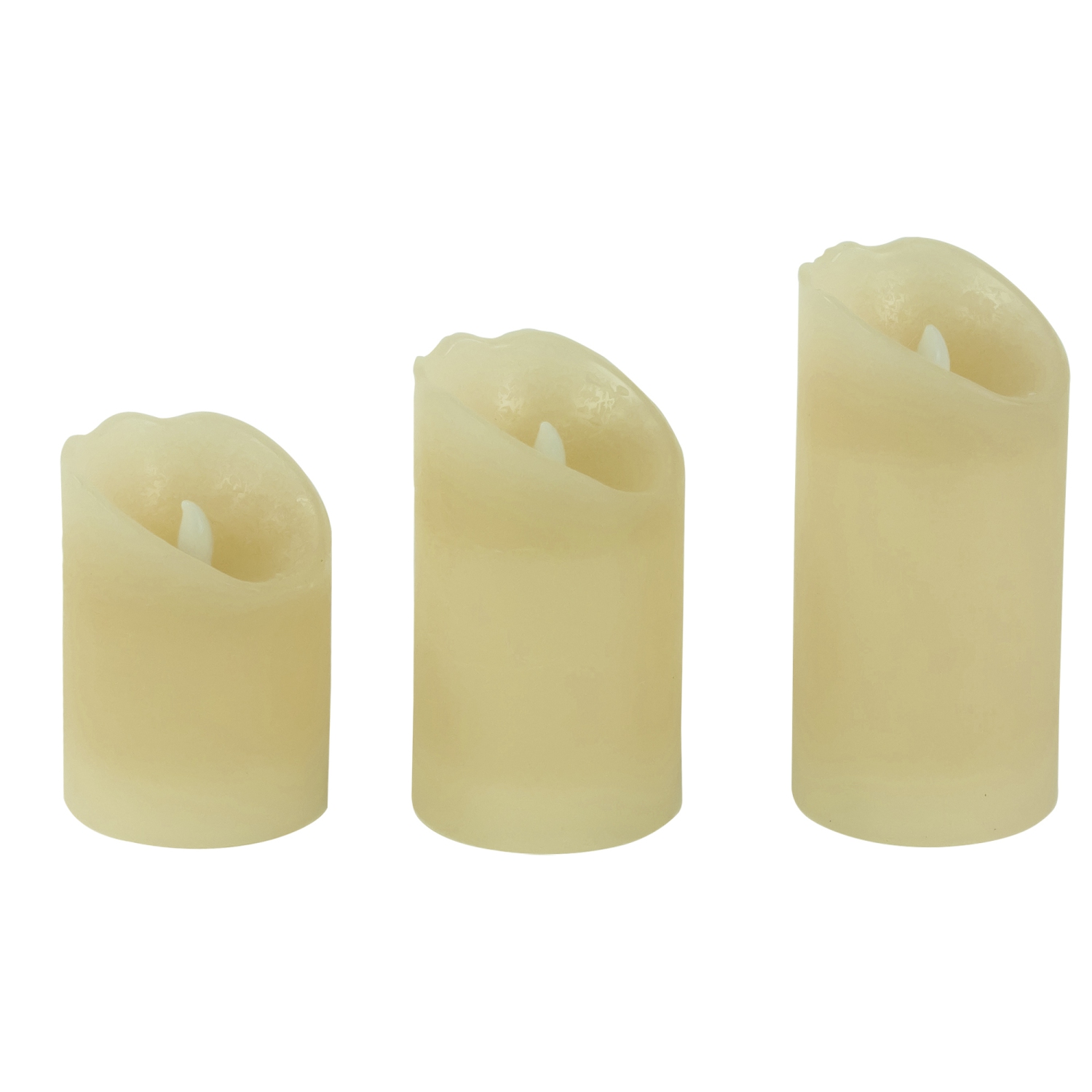 Bougies piliers sans flamme à DEL, 6 po, crème, ensemble de 3