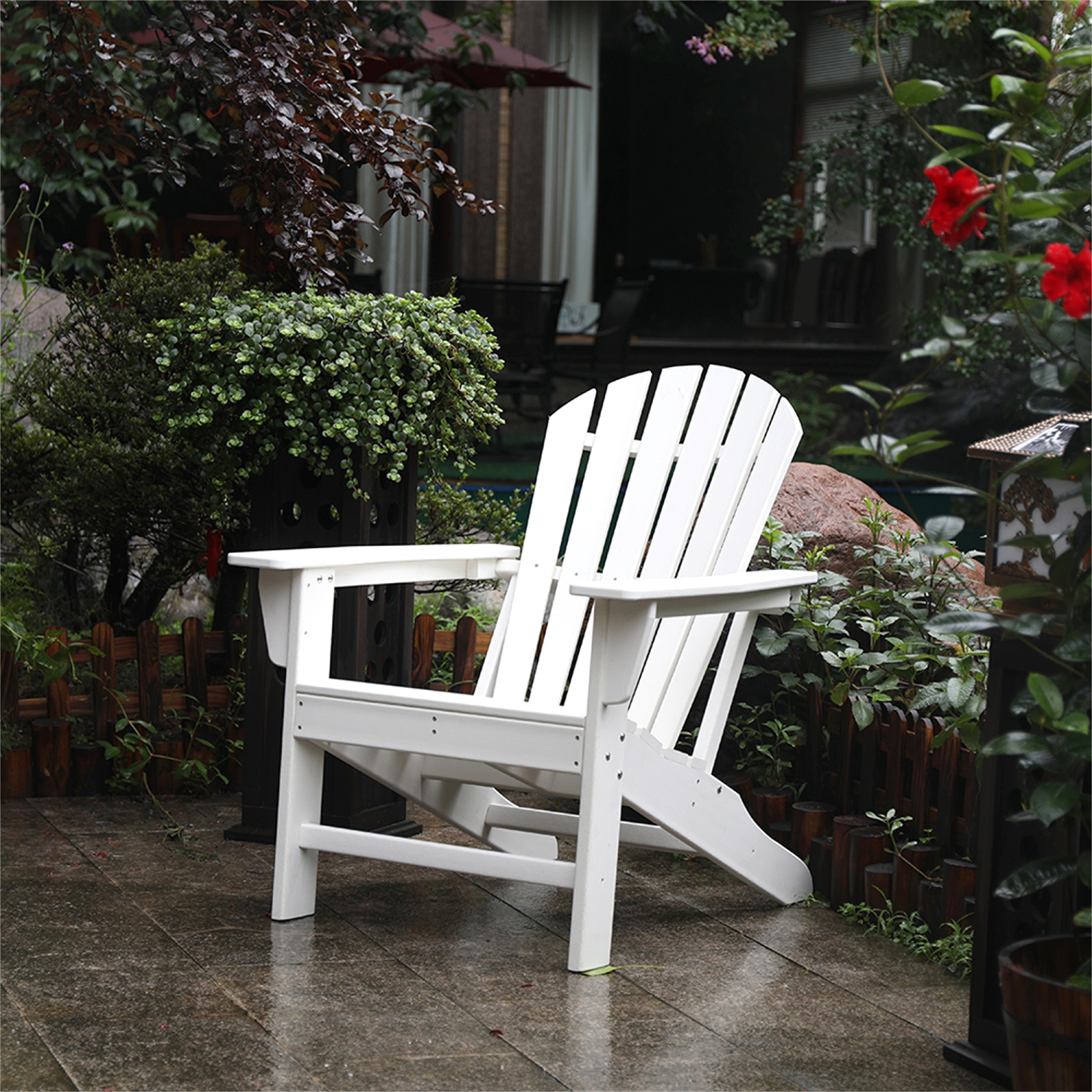 All Weather Recycled Plastic Outdoor Adirondack Chair, White
