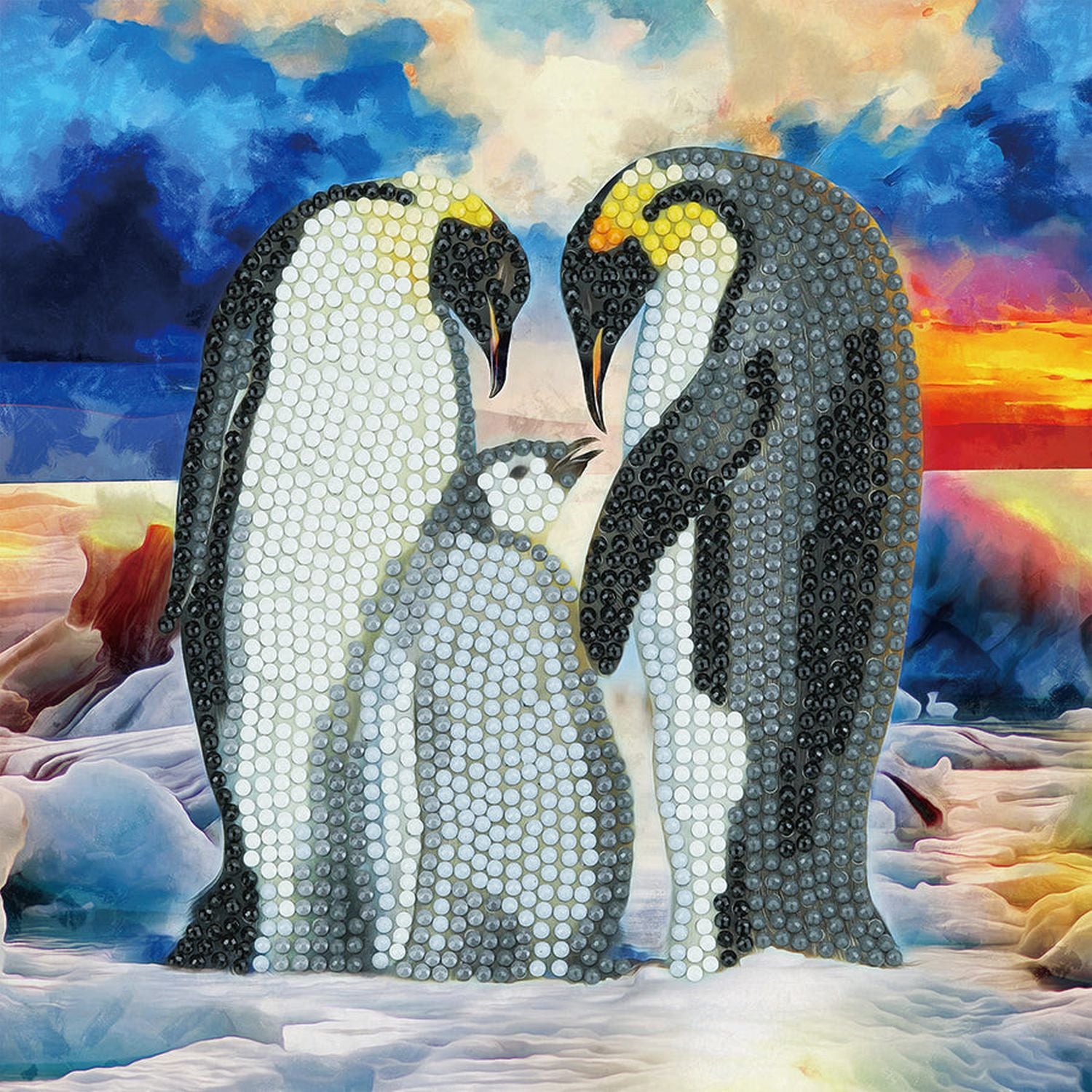 Crystal Art - CA Card - Penguin Family