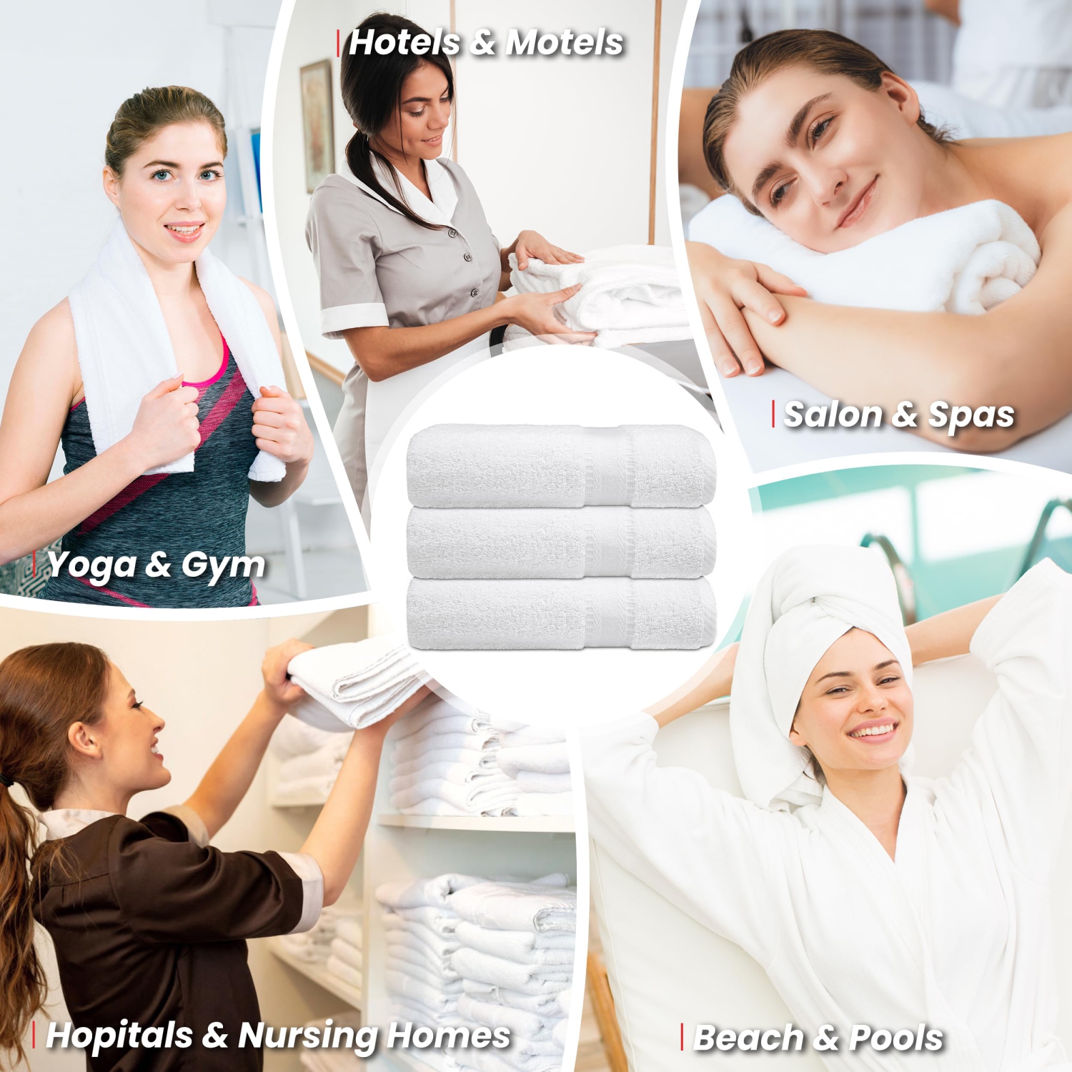 Grands serviettes de bain en lin canadien, 27 x 54&nbsp;po, paq. 4, serviettes de douche légères en coton doux et absorbant à séchage rapide pour les