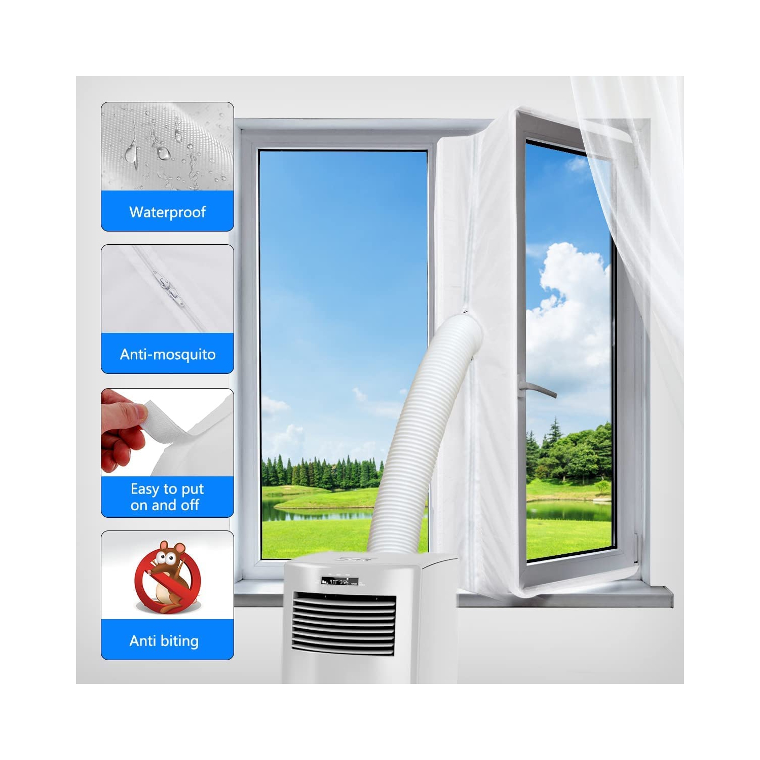 Gulrear Portable AC Window Seal, Window Seal For AC Unit, Air Conditioner Window Kit White 400CM/158Inch