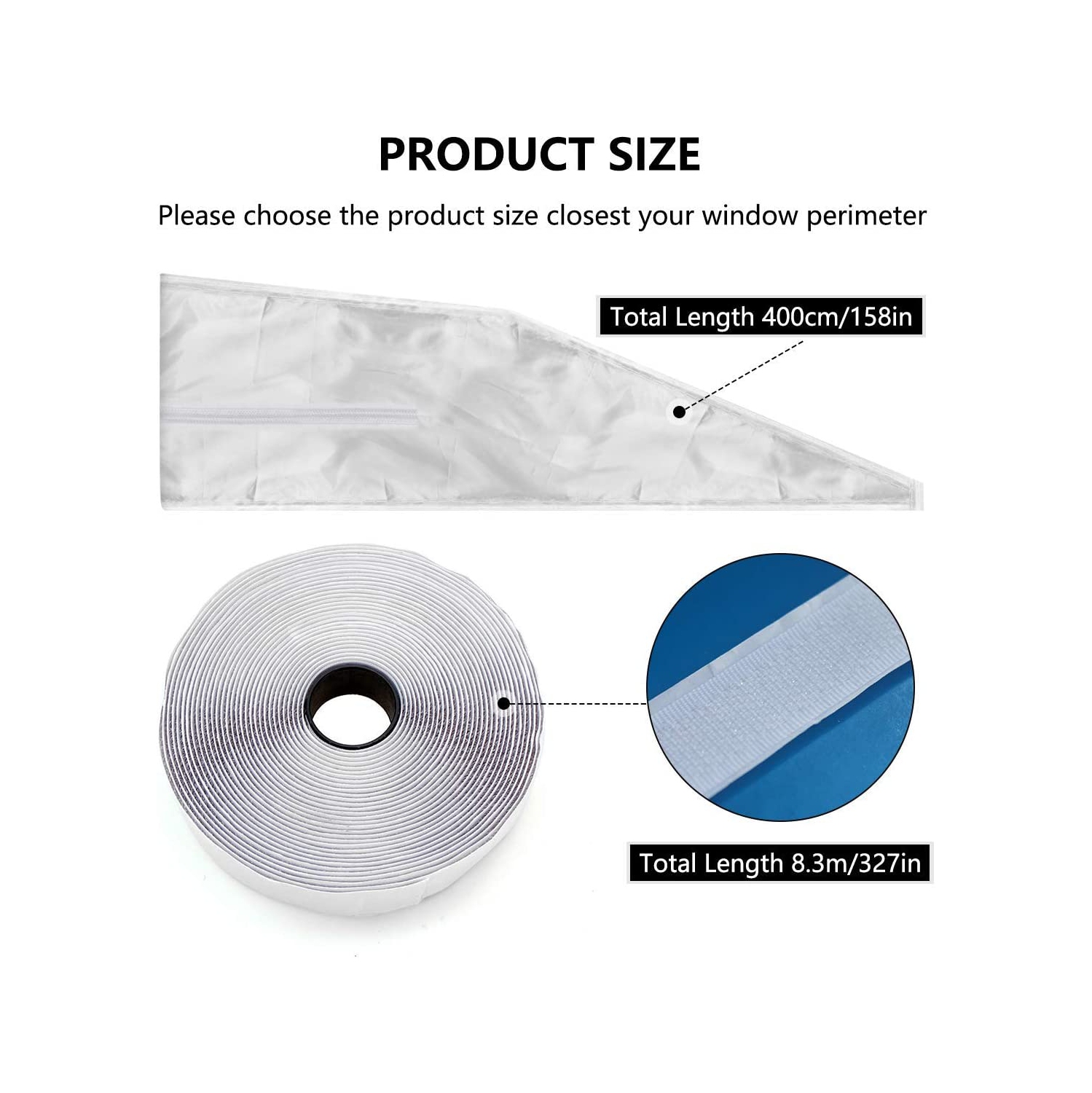 Gulrear Portable AC Window Seal, Window Seal For AC Unit, Air Conditioner Window Kit White 400CM/158Inch