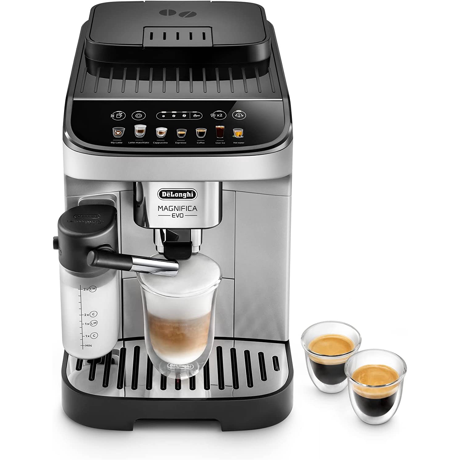 REFURBISHED – De'Longhi Magnifica Evo Automatic Espresso Machine with LatteCrema Frother & Coffee Grinder - Silver/Black
