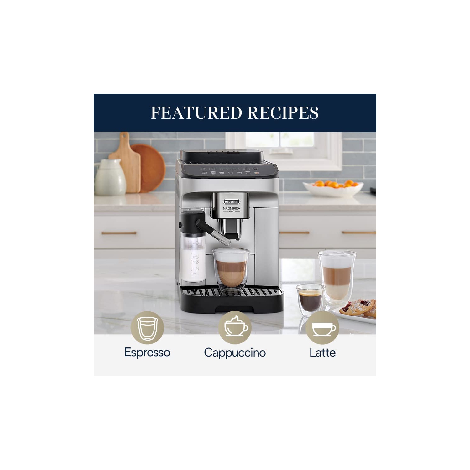 REFURBISHED – De'Longhi Magnifica Evo Automatic Espresso Machine with LatteCrema Frother & Coffee Grinder - Silver/Black