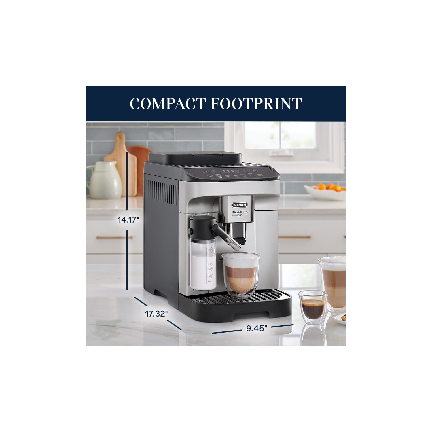 REFURBISHED – De'Longhi Magnifica Evo Automatic Espresso Machine with LatteCrema Frother & Coffee Grinder - Silver/Black
