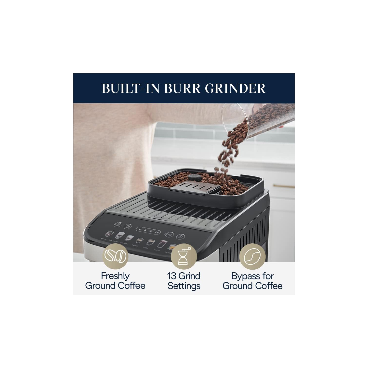 REFURBISHED – De'Longhi Magnifica Evo Automatic Espresso Machine with LatteCrema Frother & Coffee Grinder - Silver/Black