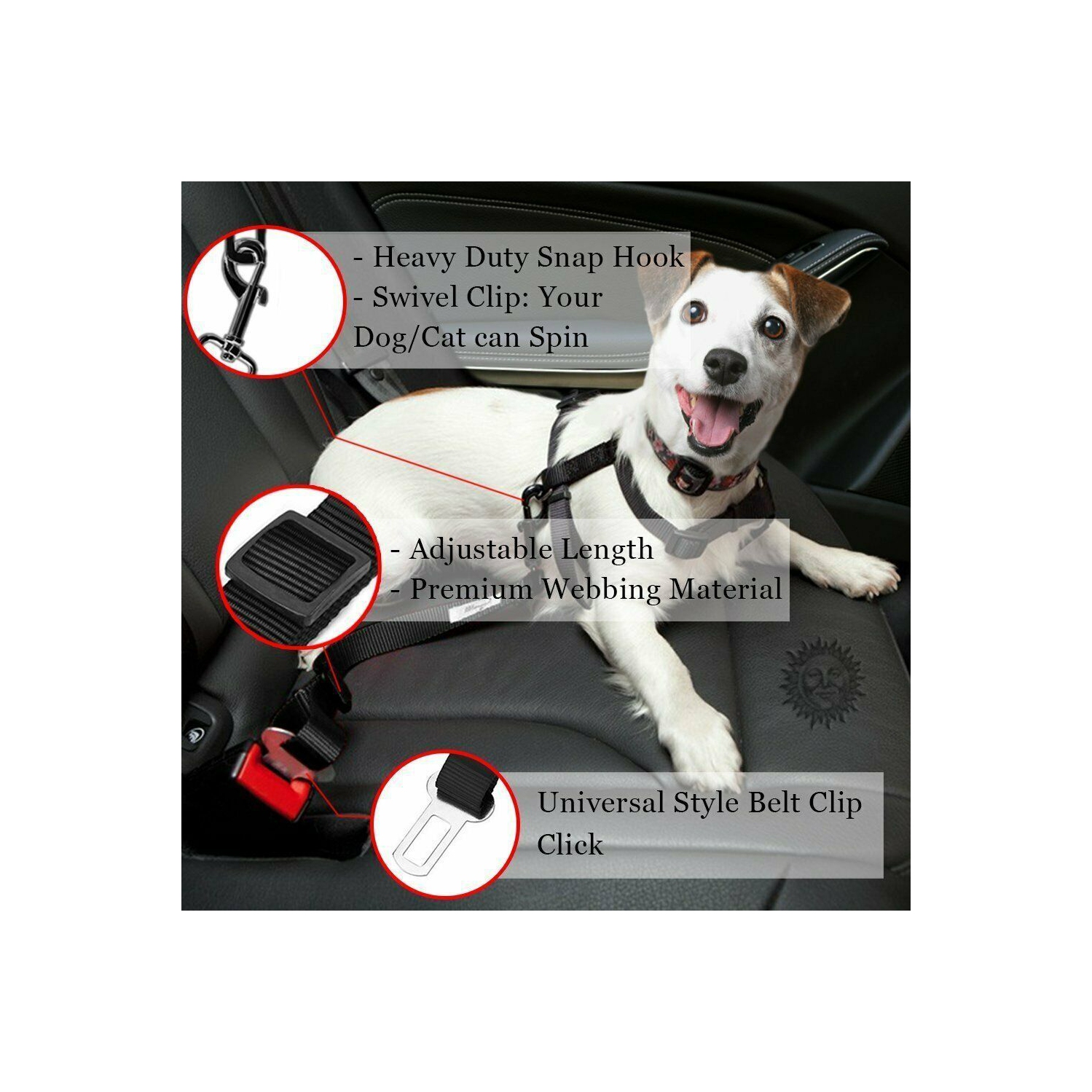 Dog Car Safety Belt - Dog Seatbelt Ensures Pet Protection While Driving - Seatbelt for Dogs for Car - Dog Vehicle Accessory - Dog Car Seat Belt