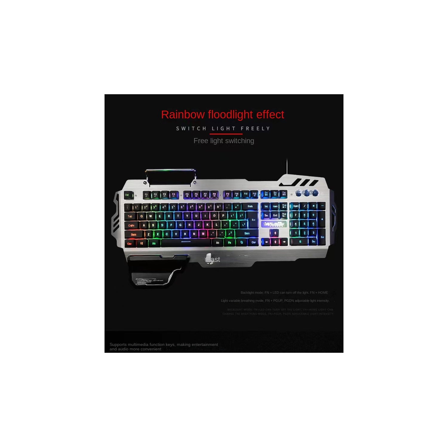 SuperShield PK900 Gaming Keyboard - Multiple Color Rainbow LED Backlit - Mechanical Feeling - USB Wired Multimedia Gaming Keyboard for PC Windows