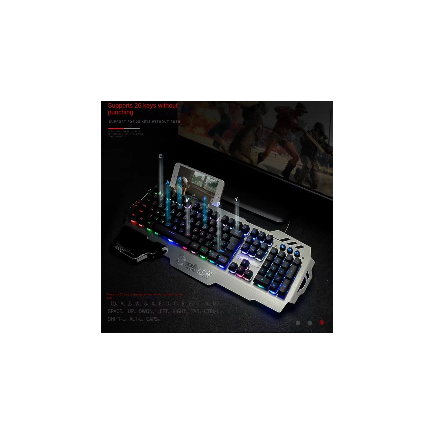 SuperShield PK900 Gaming Keyboard - Multiple Color Rainbow LED Backlit - Mechanical Feeling - USB Wired Multimedia Gaming Keyboard for PC Windows
