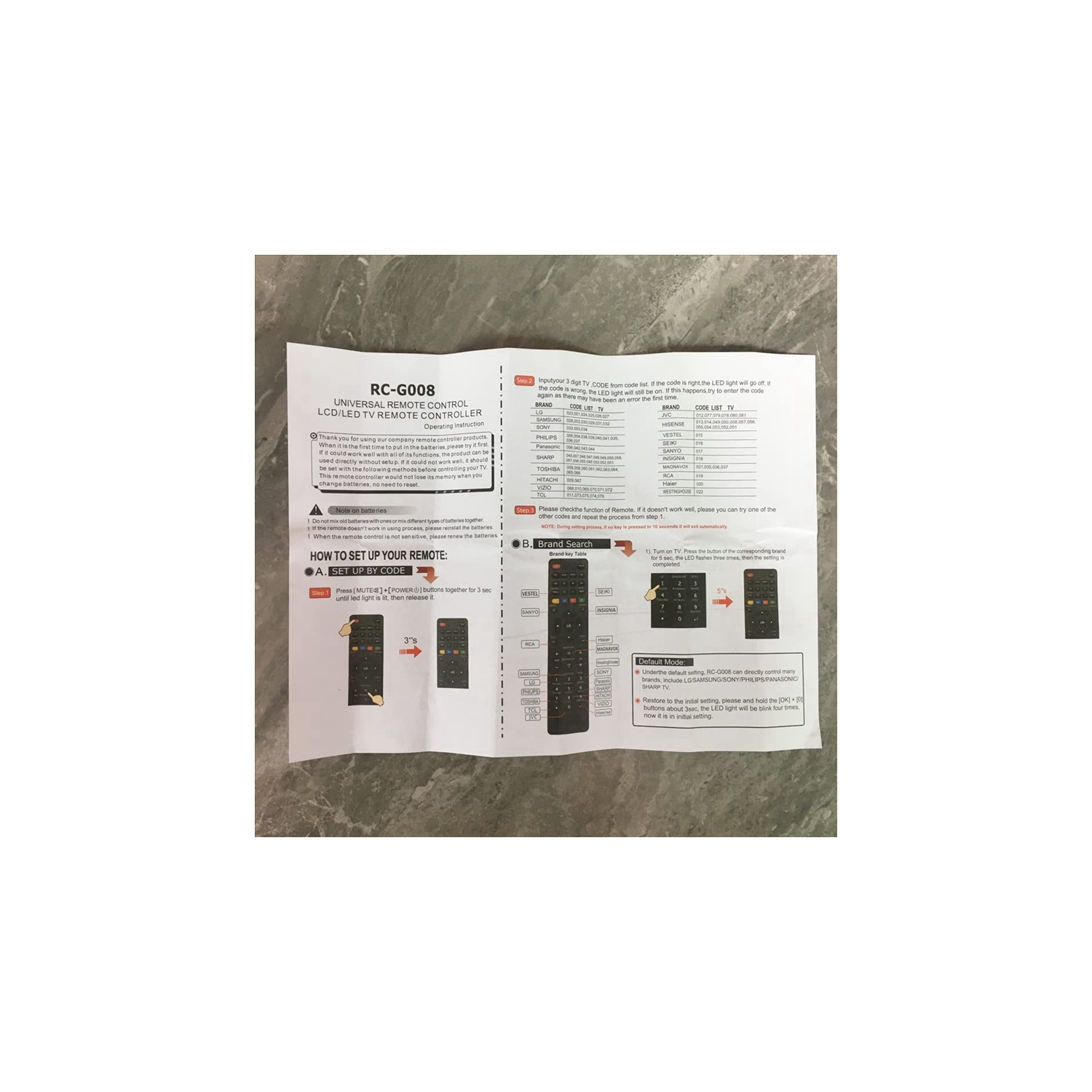 Universal TV Remote Control RC-G008 Fit for Samsung, Sony, LG,Philips, Sharp, Sanyo, Hisense, Panasonic, Insignia, Toshiba, Hitachi, TCL Smart TVs