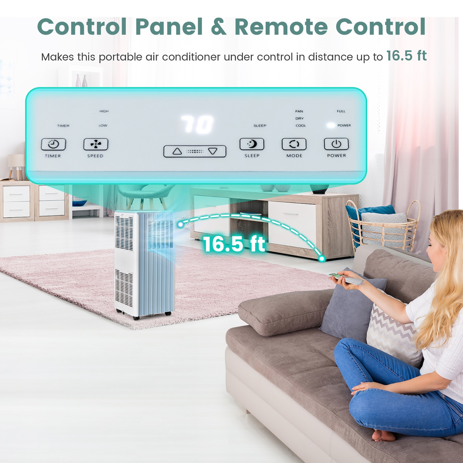 Gymax Portable Air Conditioner 10000 BTU 3-in-1 AC Unit w/ Humidifier & Sleep Mode