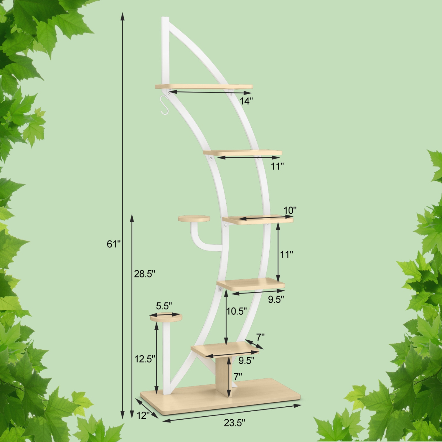 Gymax 2PCS 6 Tier Curved Stand 9 Potted Metal Plant Stand Holder Display Shelf w/ Hook
