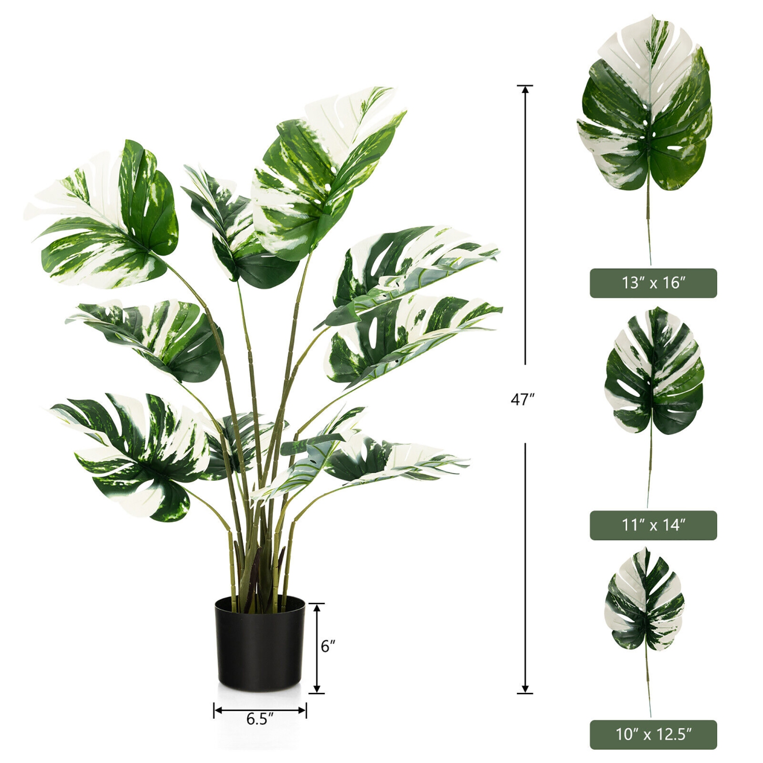 Gymax 4FT Artificial Monstera Deliciosa Tree 2-Pack Fake Plant Faux Tree for Decor