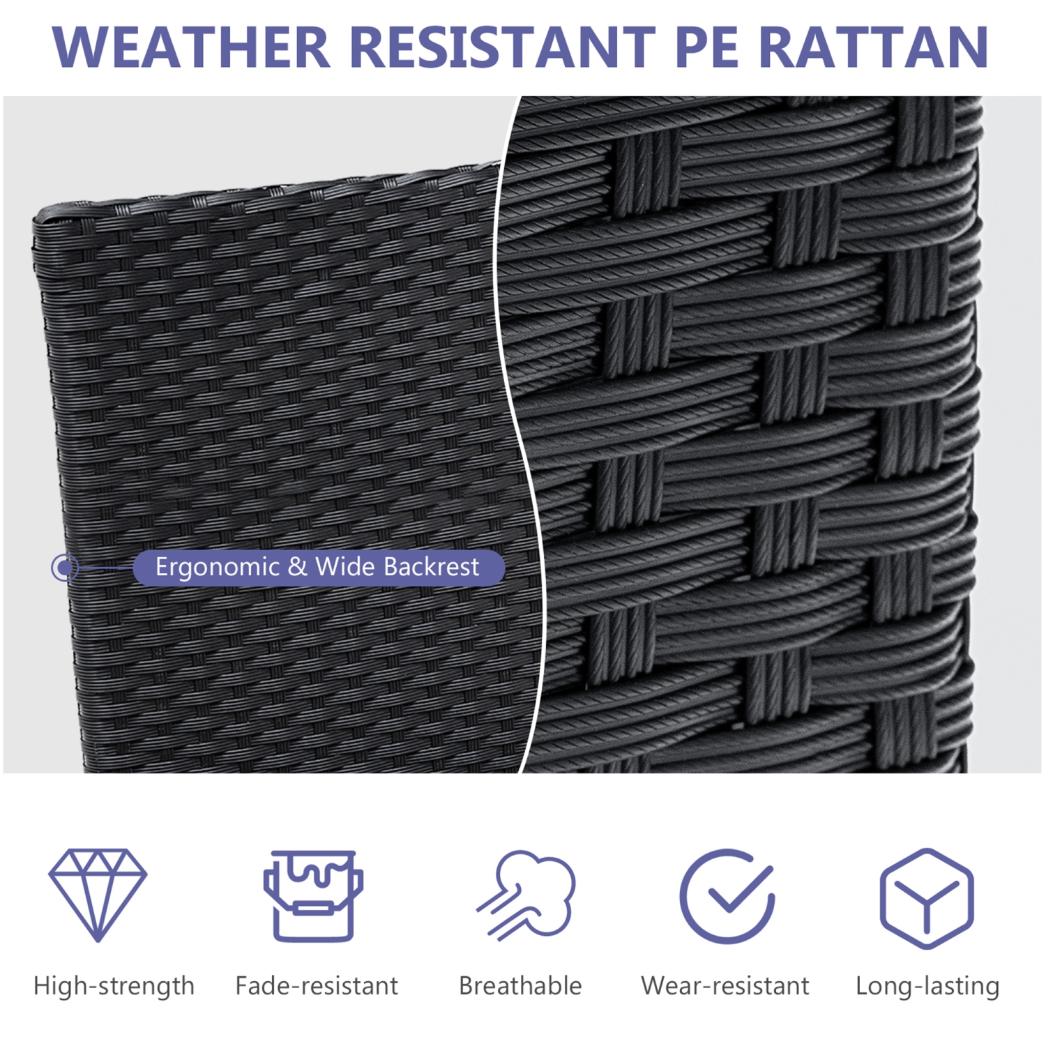 Gymax 4PCS PE Wicker Patio Dining Chairs Outdoor Rattan Chair Set w/ Cushions