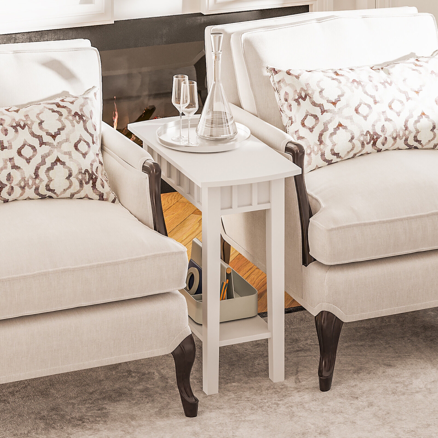 Gymax 2PCS 2-tier Side End Sofa Coffee Table Nightstand for Bedroom Living Room