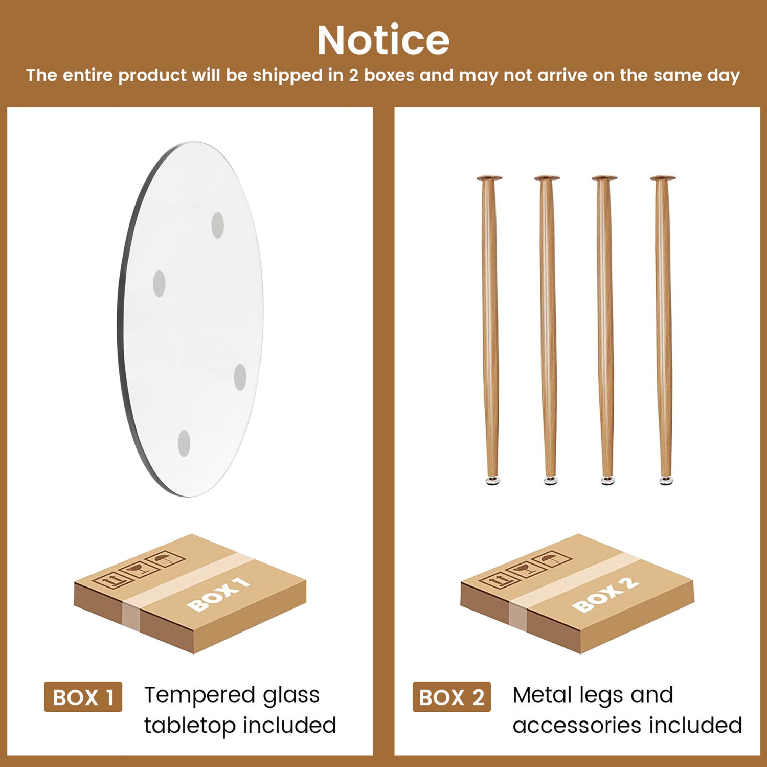 Gymax Leisure Coffee Table Round Glass Dining Table w/ Metal Legs Kitchen Living Room