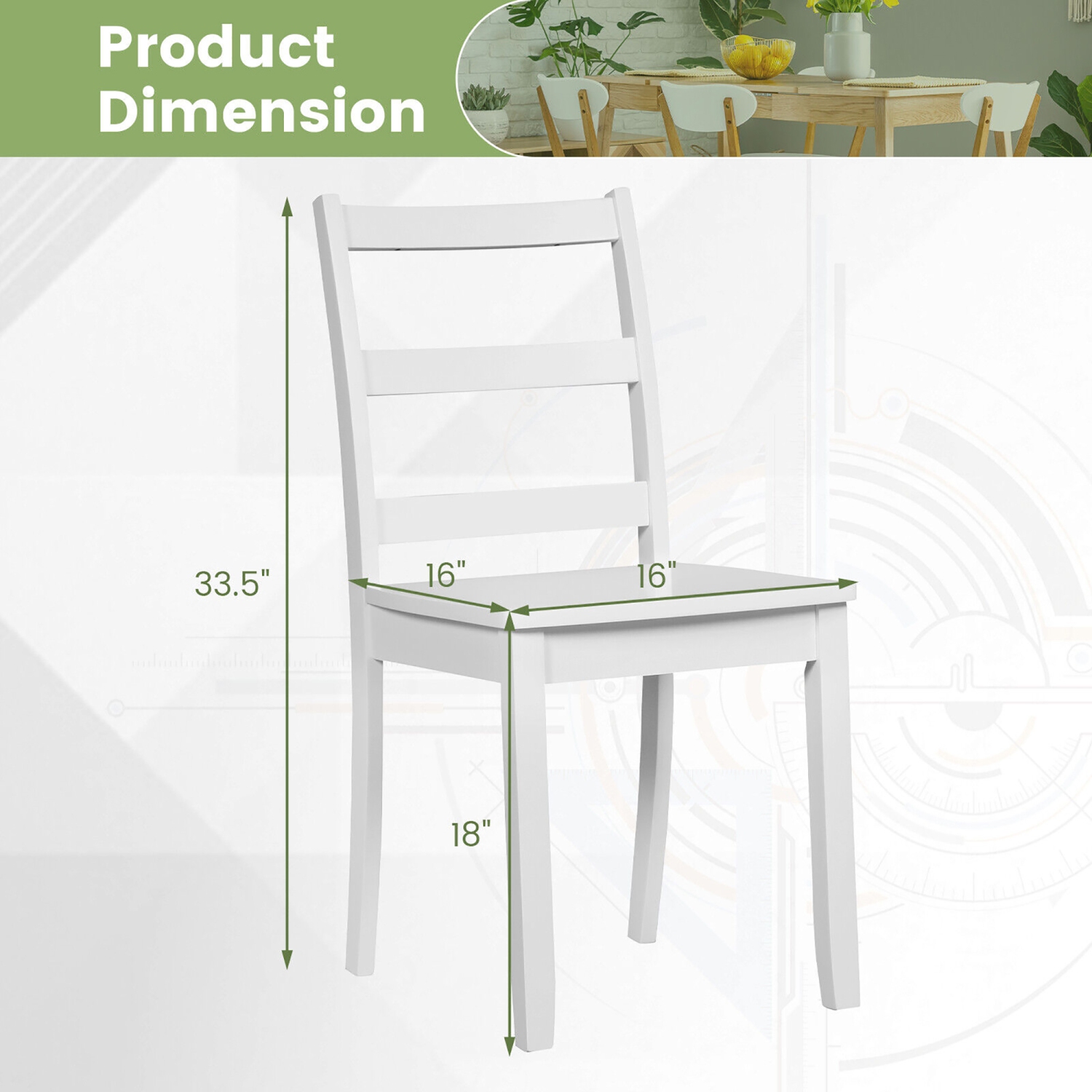 Gymax Dining Chairs Set of 4 Wood Dining Room Kitchen Side Chairs for Living Room