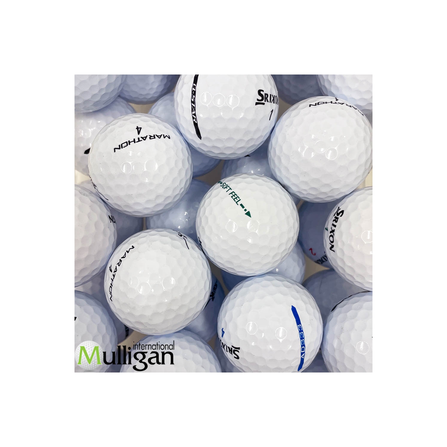 Balles de golf Mulligan 48 White Srixon 5A recyclées, utilisées