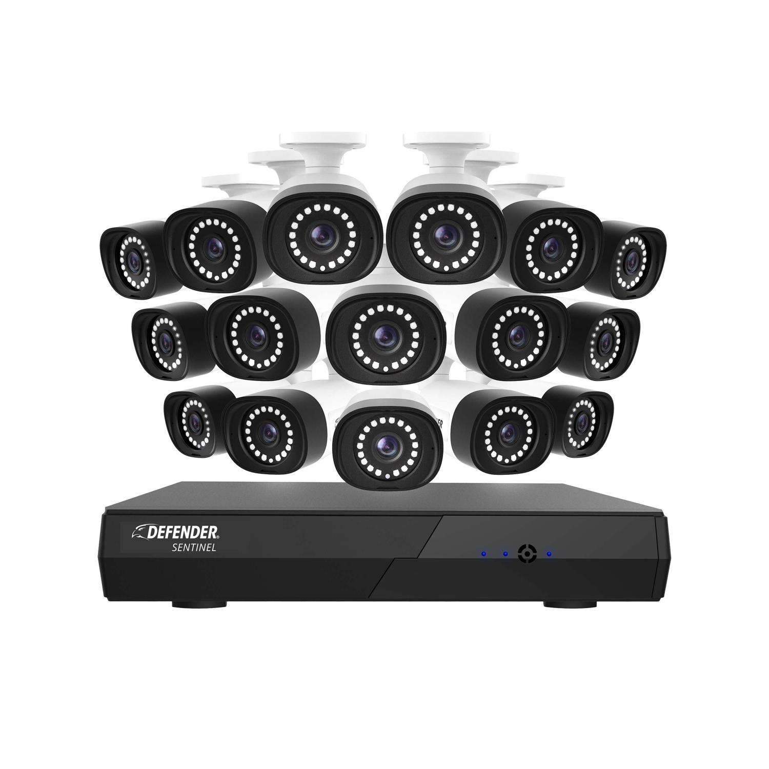 Defender Sentinel 4K Ultra HD POE Wired 1TB NVR Security System With 16 Metal Cameras, Smart Human Detection, Color Night Vision & Mobile App