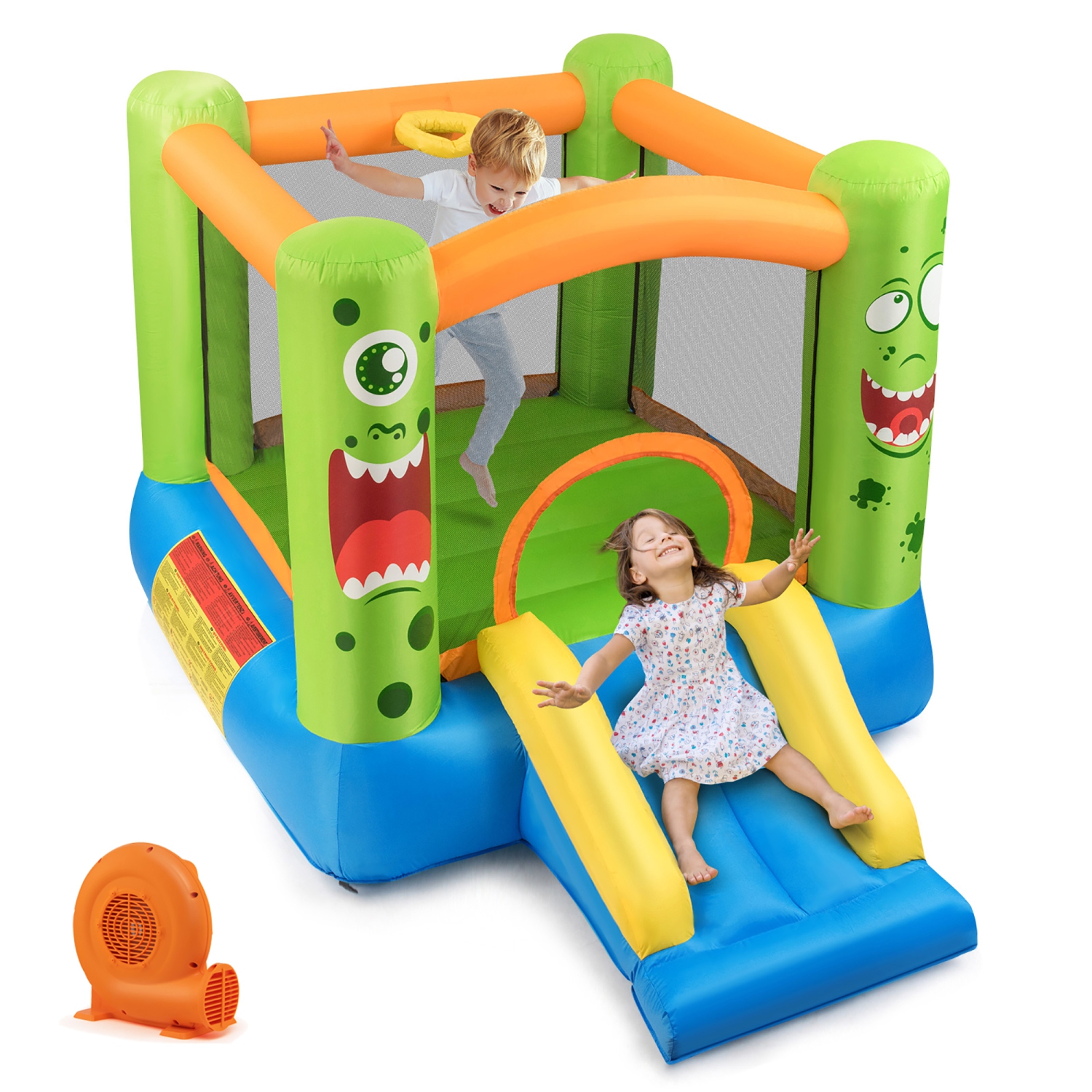 Maisonnette gonflable en forme de château sauteur pour enfants avec souffleuse 550&nbsp;W de Costway