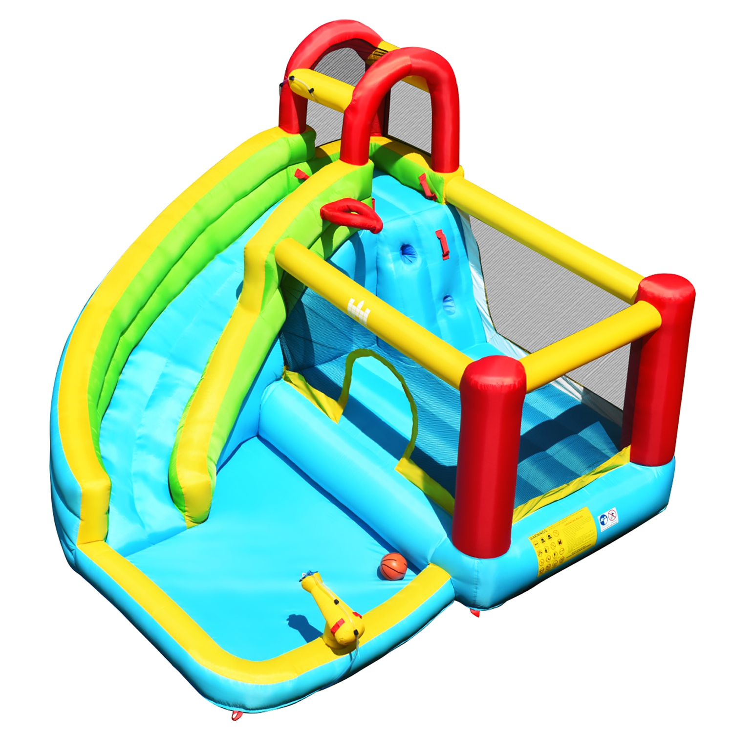 Costway Inflatable Kids Water Slide Jumper Bounce House Splash Water Pool with 550W Blower
