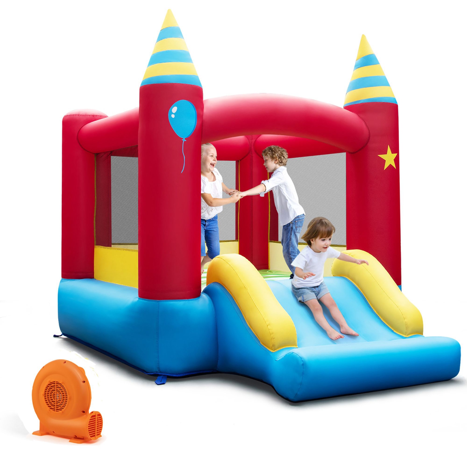 Costway Inflatable Bounce Castle Kids Jumping Bouncer Indoor Outdoor with 550W Blower