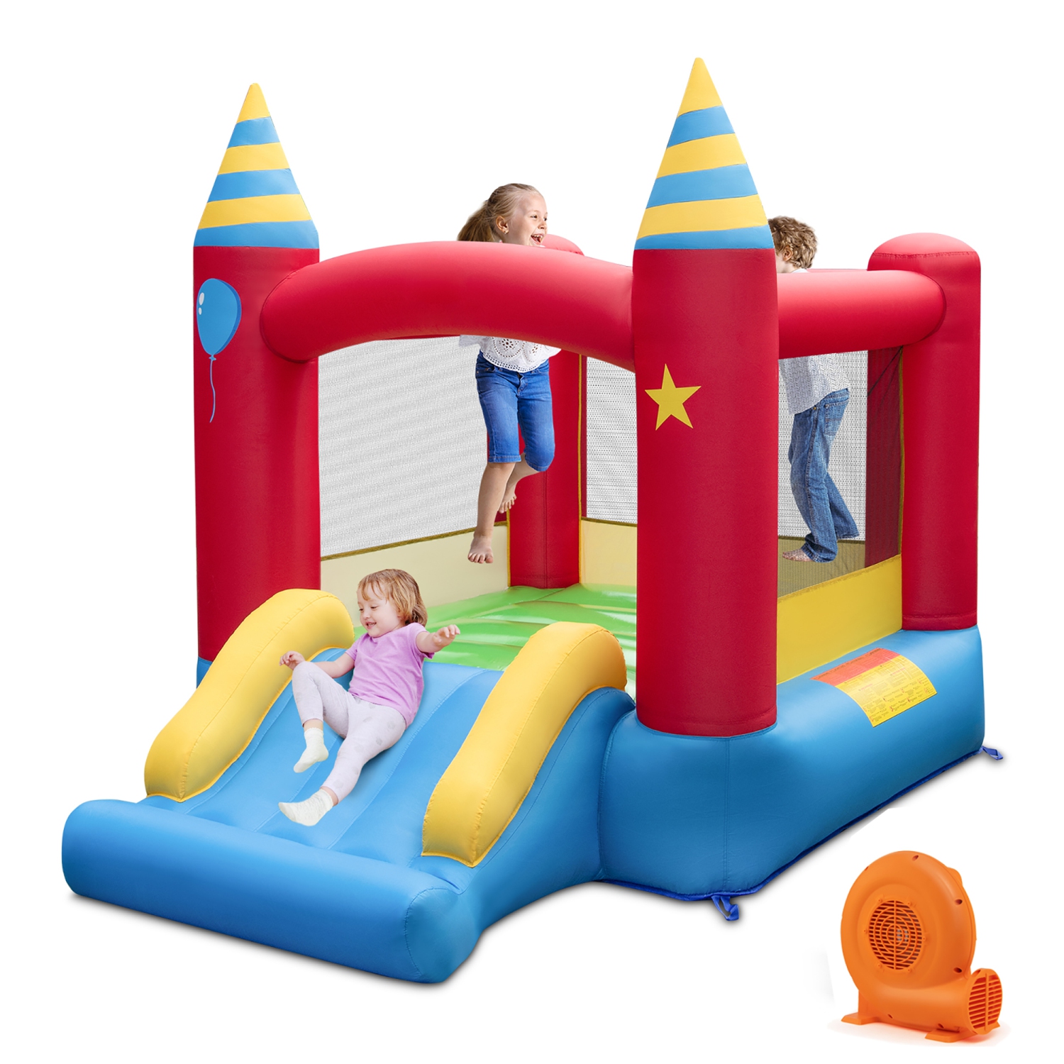 Costway Inflatable Bounce Castle Kids Jumping Bouncer Indoor Outdoor with 550W Blower