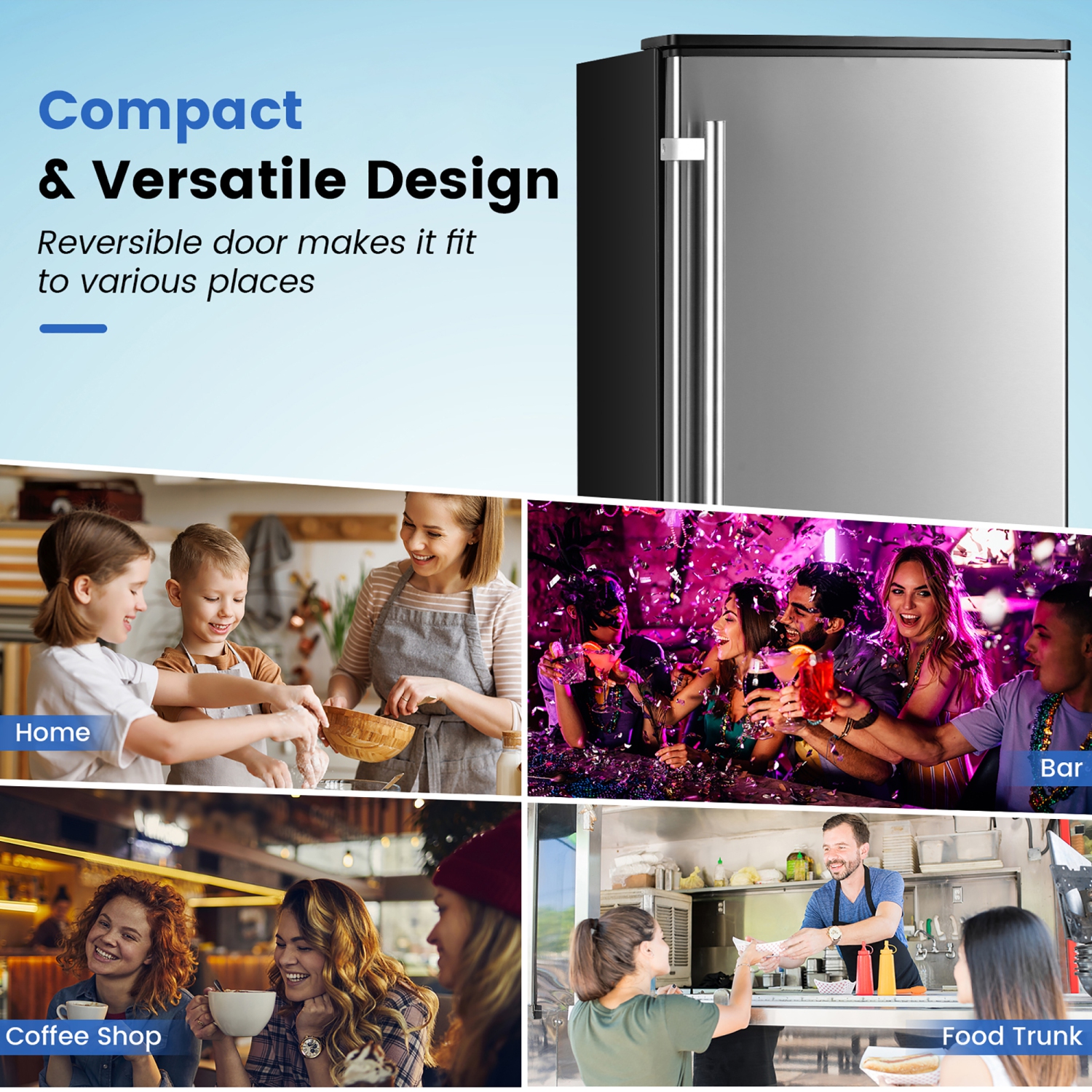 Costway Ice Maker Free-Standing/Under Counter Machine 80lbs/Day with External Drain Pump