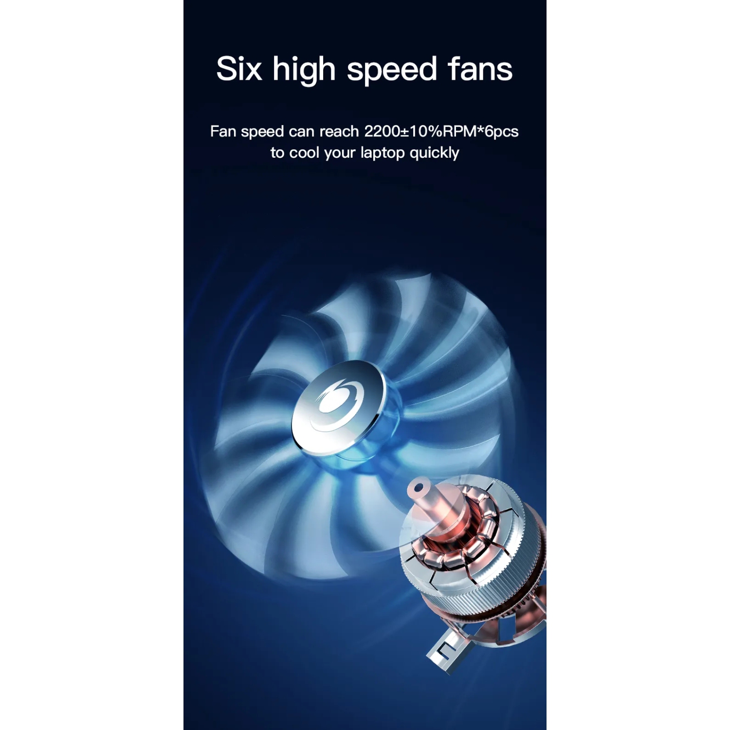 Gaming Laptop Cooling Pad 6 Quiet RGB Fans, Adjustable Stand for 7"-16" Laptops, USB Powered Portable Cooler with 7 Height Levels & Non-Slip Design