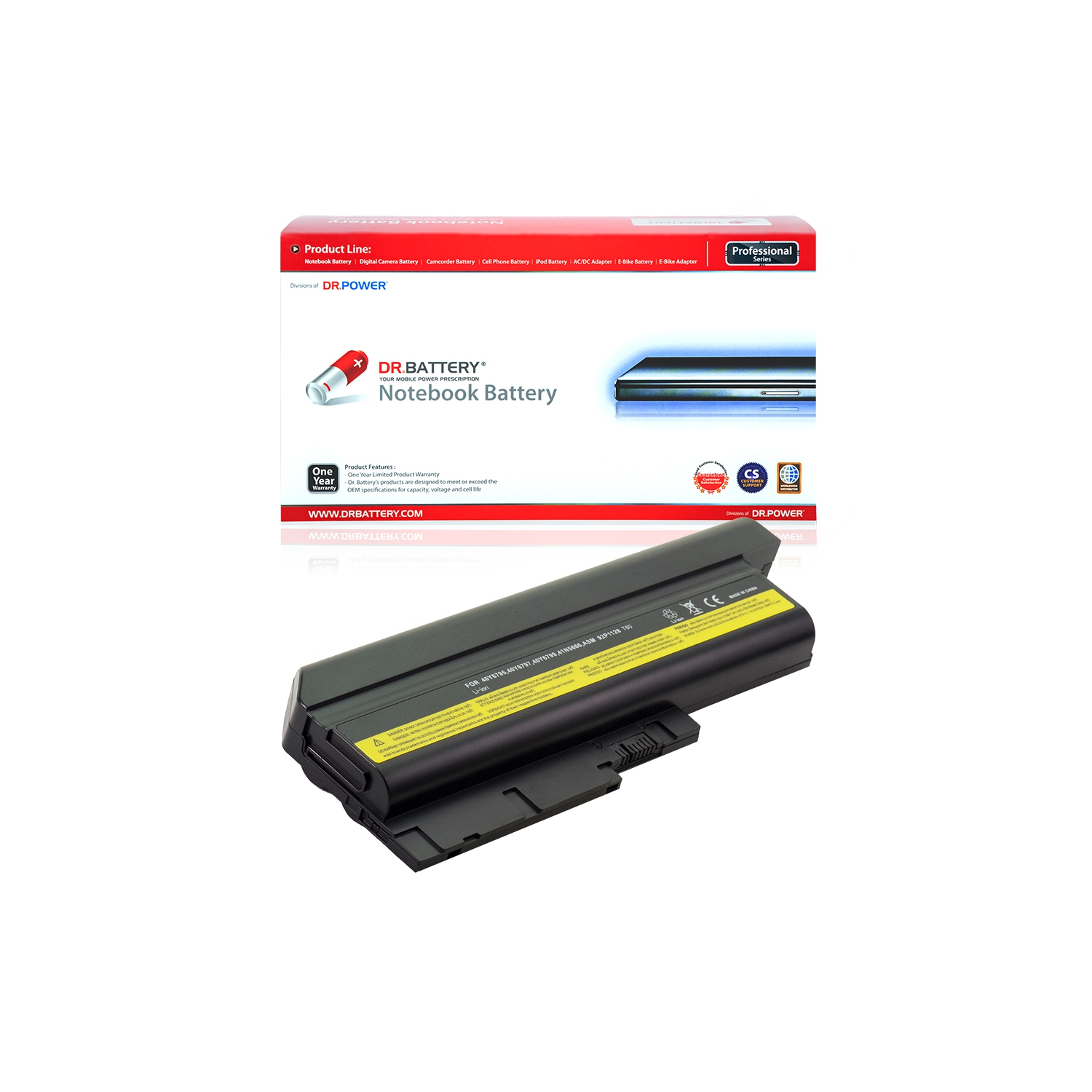 DR. BATTERY Replacement Laptop Battery R60 for IBM ThinkPad R61E T60 T60P T500 W500 SL500 SL400 SL300 [10.8V / 71Wh] **Free Shipping**