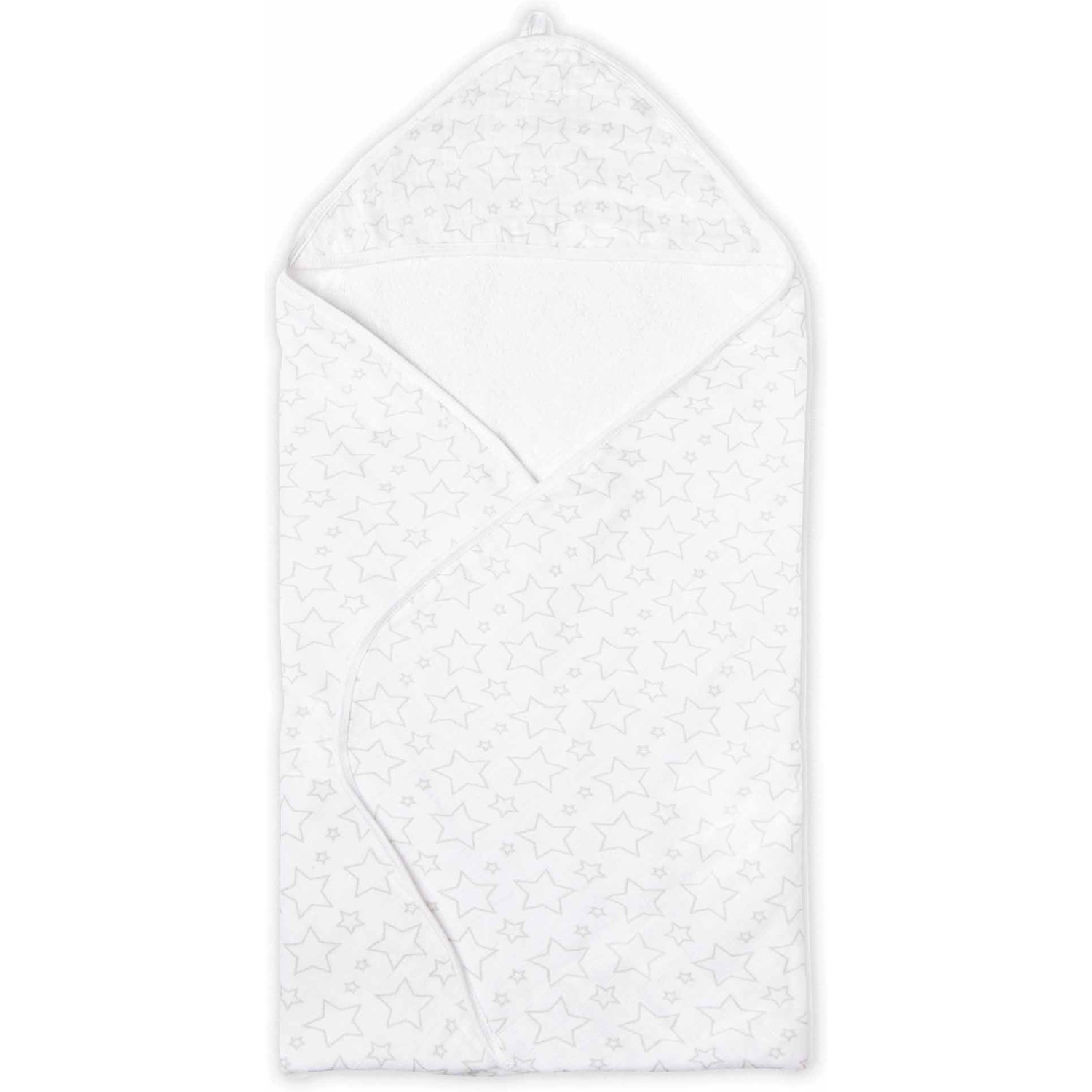 Serviette de bain &agrave; capuche en mousseline et &eacute;ponge de coton de Necessities by Tender Tyme - &Eacute;toiles Gris