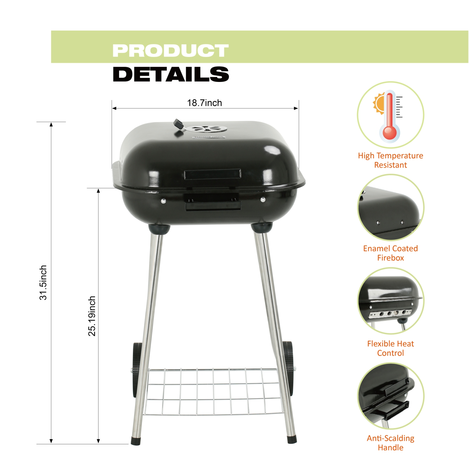18” Square Charcoal Grill