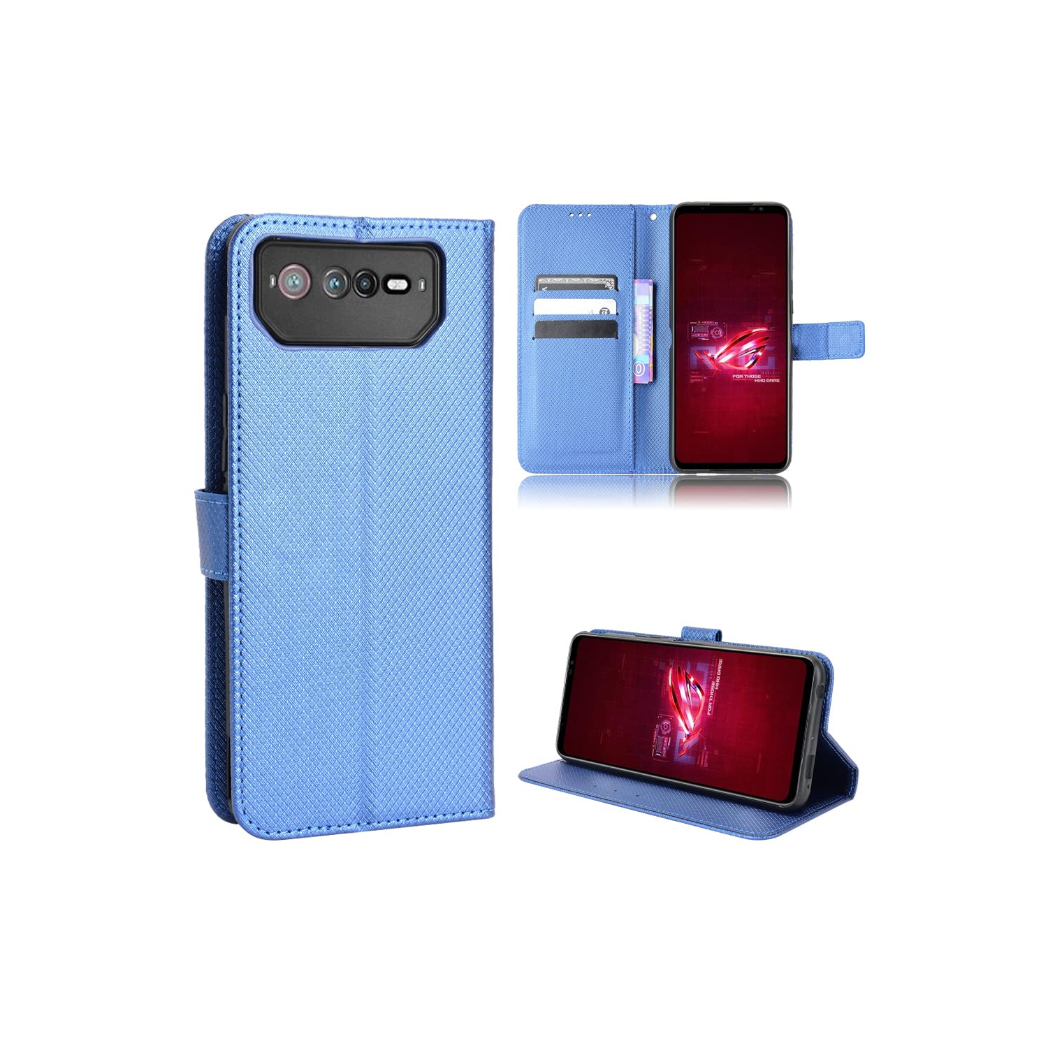Case for Asus ROG Phone 6 Leather Case Cover,PU Leather flip Cover Case for Asus ROG Phone 6 Pro Case Cover Blue