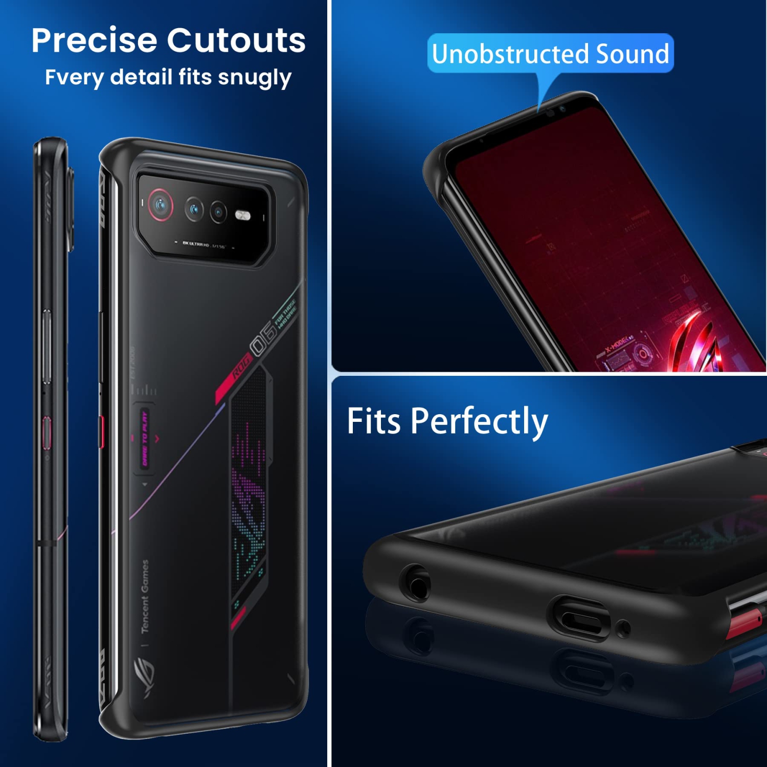 ASUS ROG Phone 6/6 Pro Case, ROG Phone 6/6 Pro Frosted Case, Reinforced PC Hard Back Translucent Shock-Absorption Anti-Scratch Non-Slip Protective