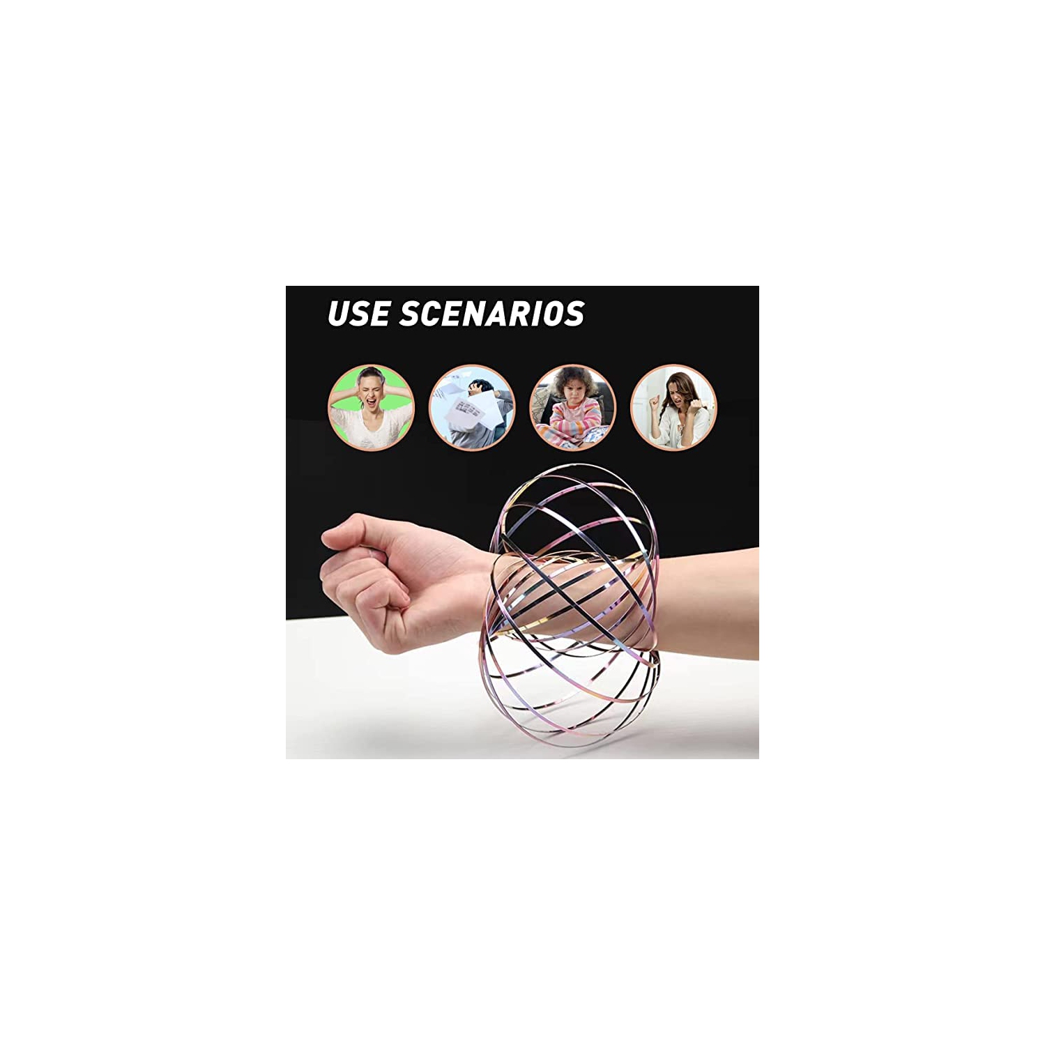 Colorful Stainless Steel Bracelet Sensory Toys, Fun Outdoor Intelligent Relaxation Educational 3D Shape Spring Bracelet Arm Spinner Magic