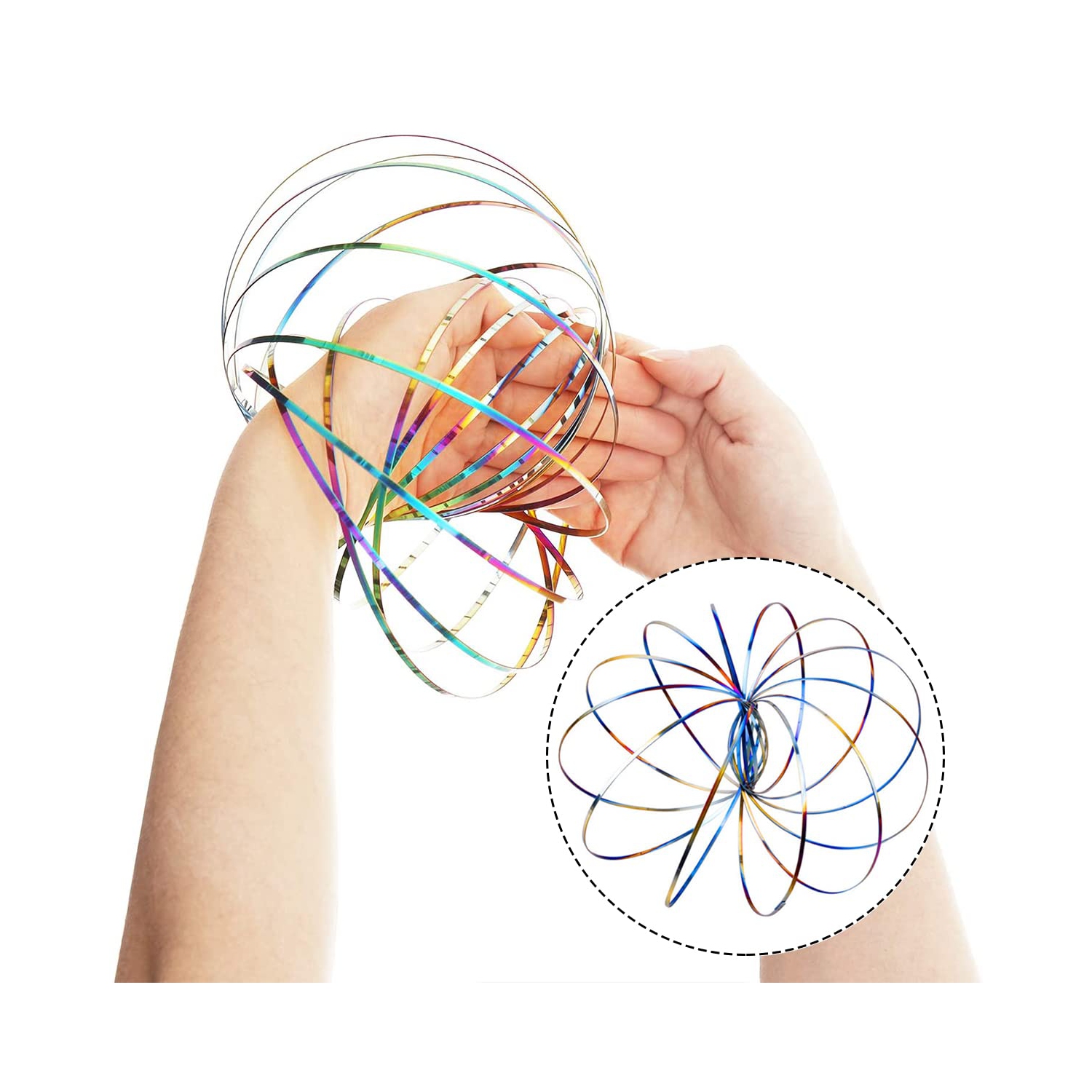 Magic Flow Ring, Thick Stainless Steel Arm Flow Rings Spring Toy for Kids Gift, Party, Toy Party, Magic Show