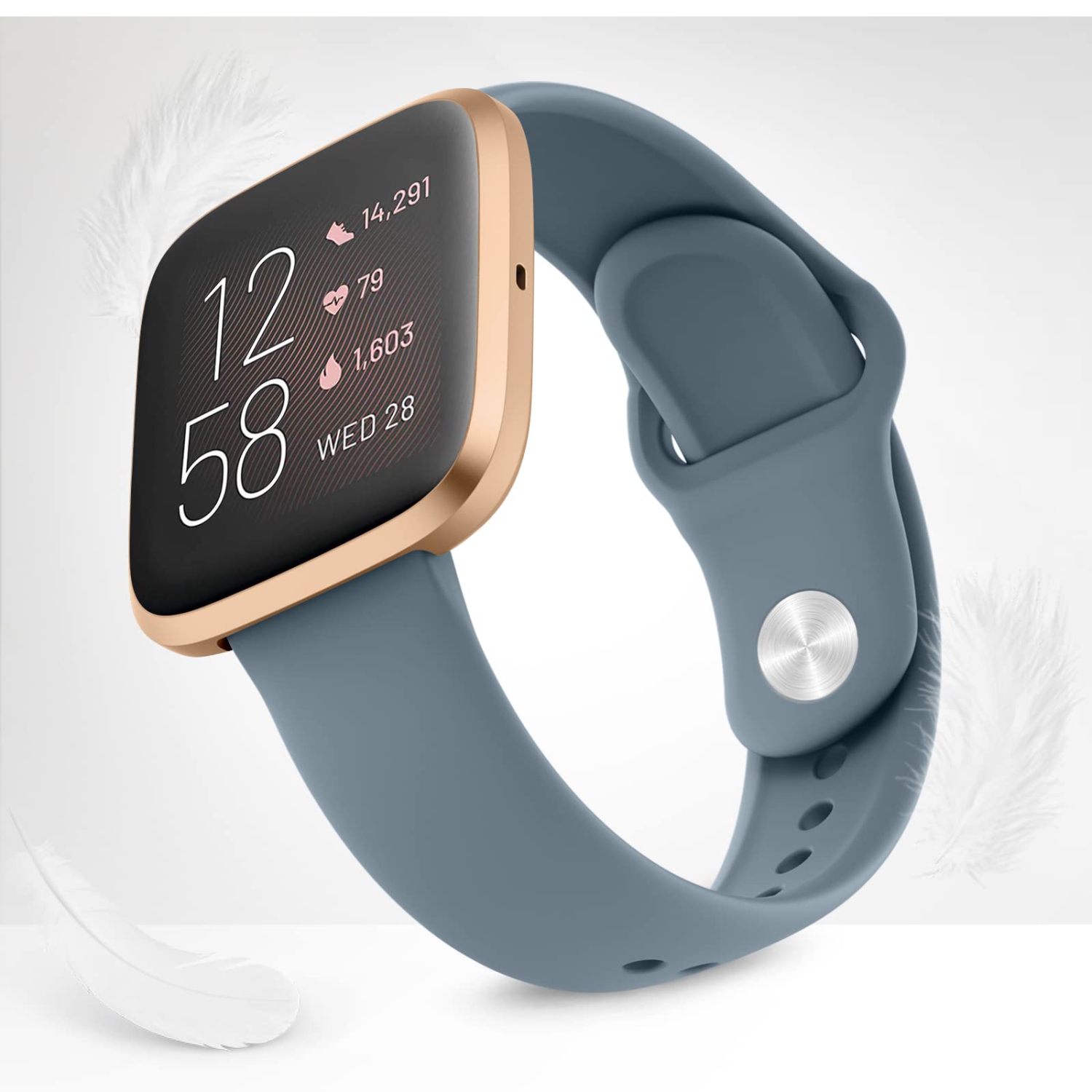 Paquet de 4 bracelets en silicone compatibles avec les Versa 2, Versa, Versa Lite, Versa se de Fitbit, bracelets sport souples de rechange classiques