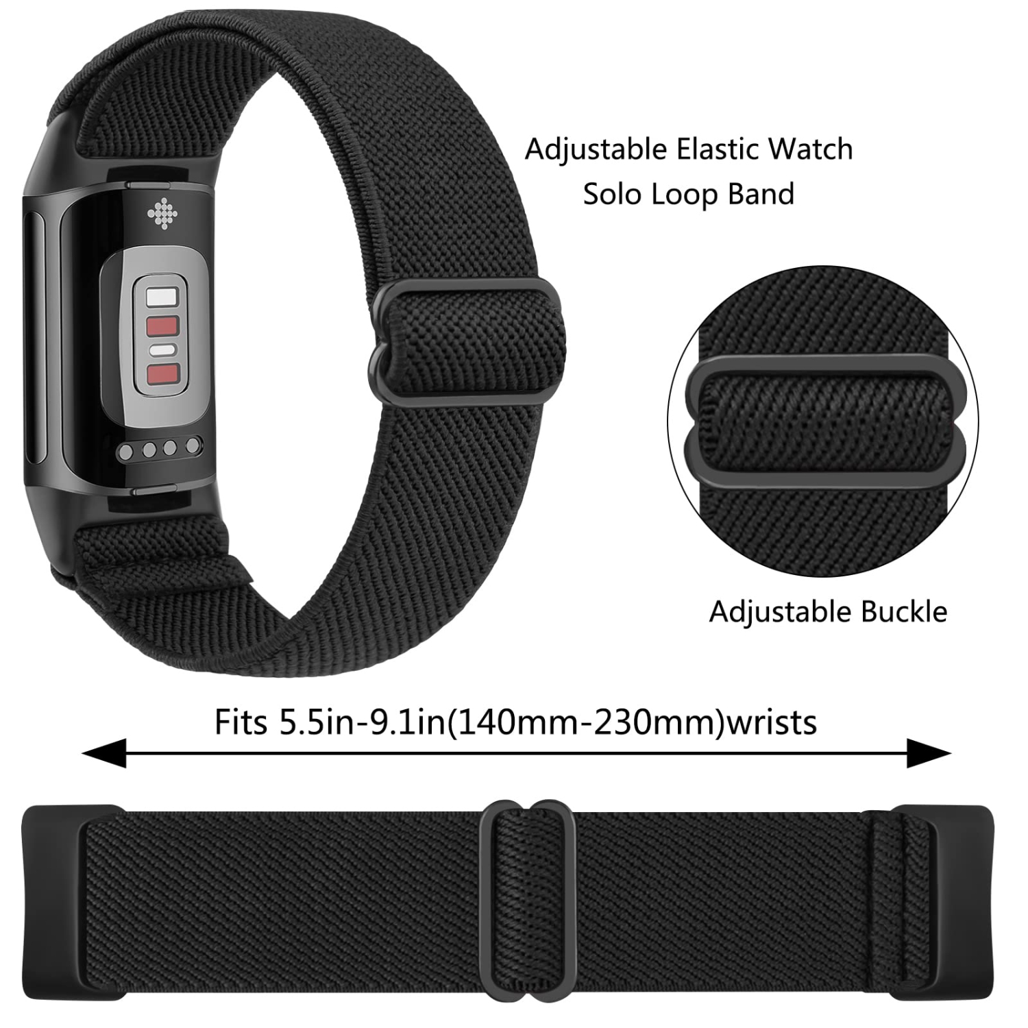 Adjustable Elastic Bands for Fitbit Charge 5 Bands Women Men, Soft Stretchy Nylon Wristband Strap Replacement for Fitbit Charge 5 Advanced Fitness